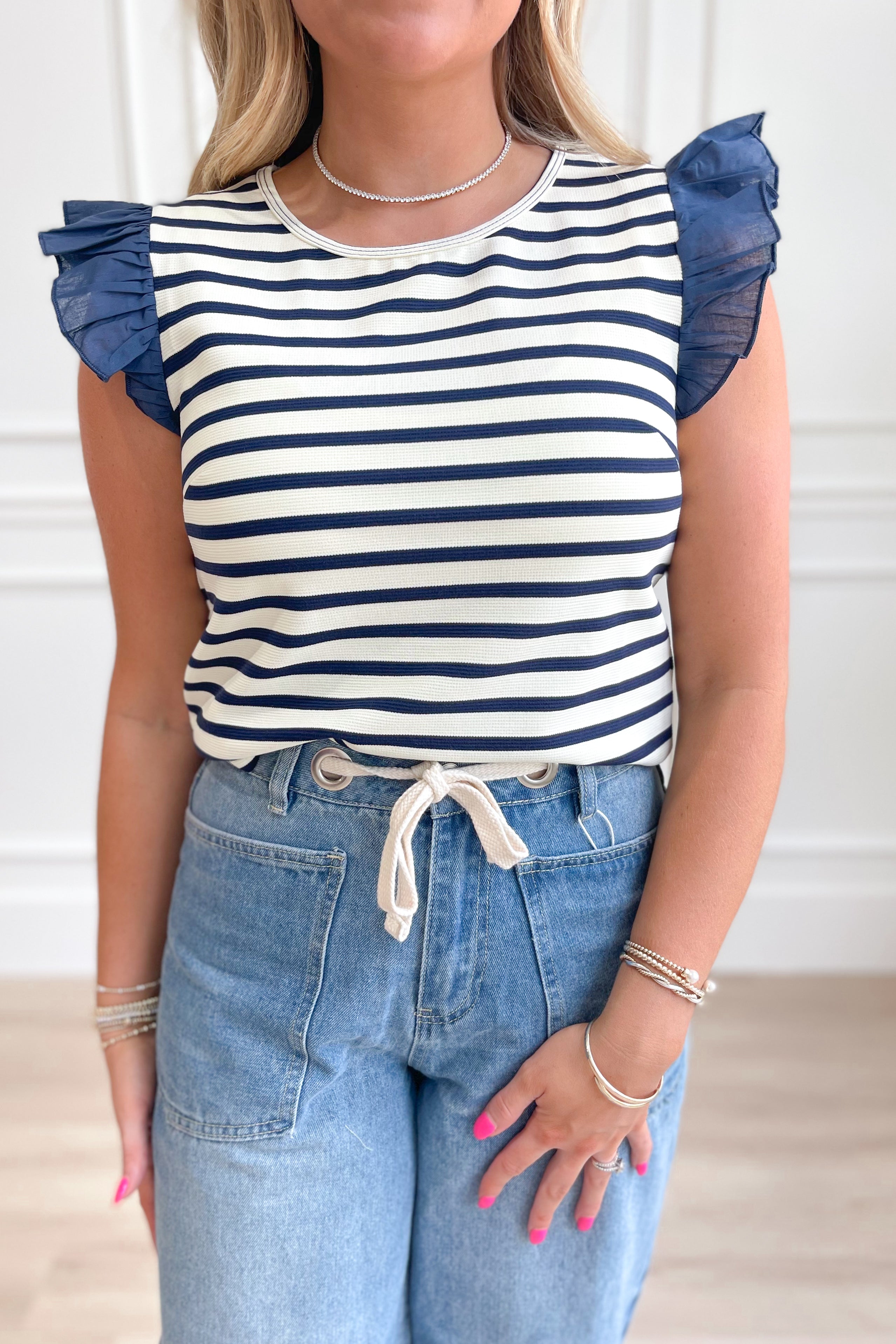 Derrick Flutter Sleeve Top - Be You Boutique