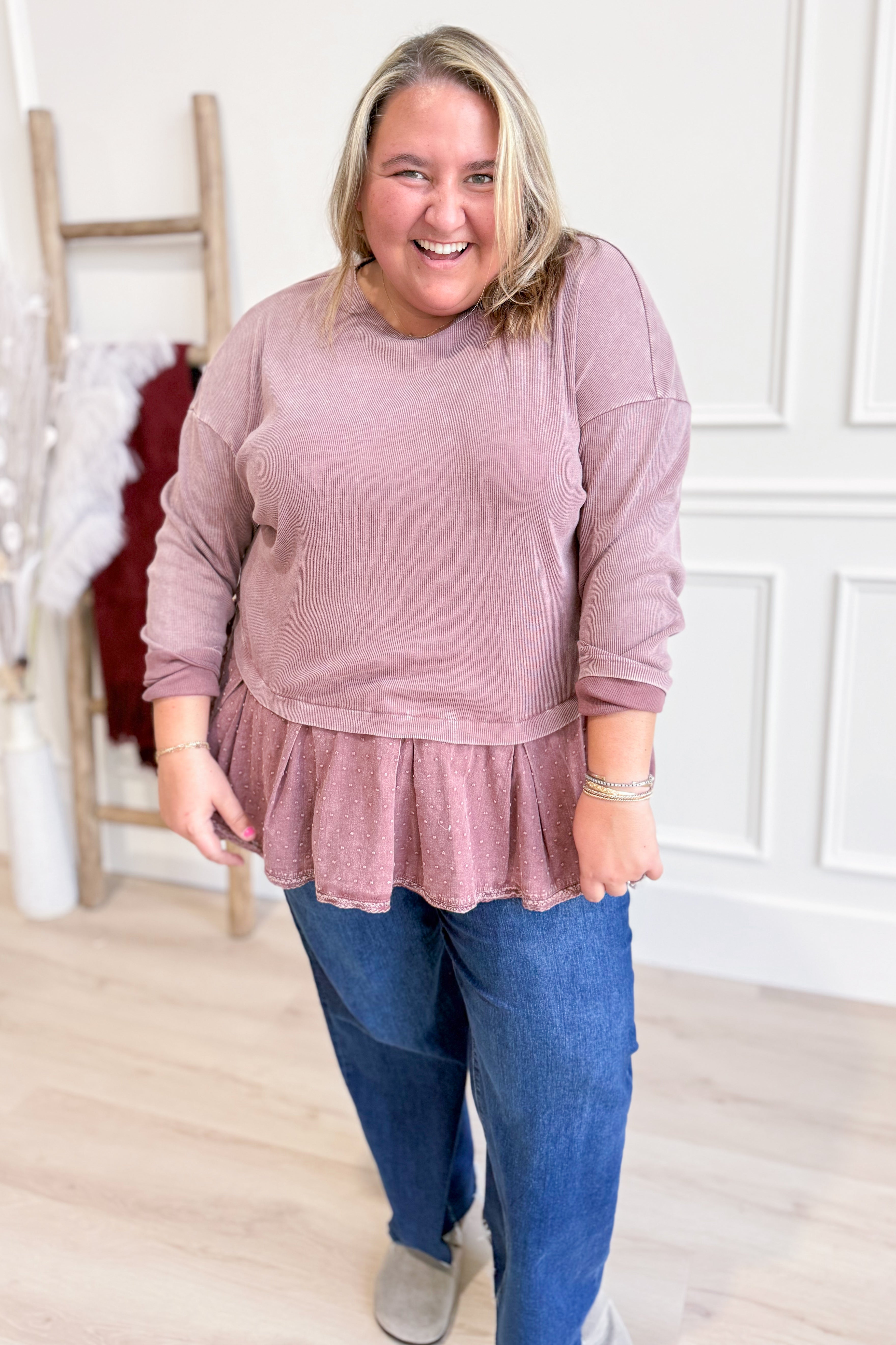 Betsy Rib Twill Ruffle Bottom Washed Tunic - Be You Boutique