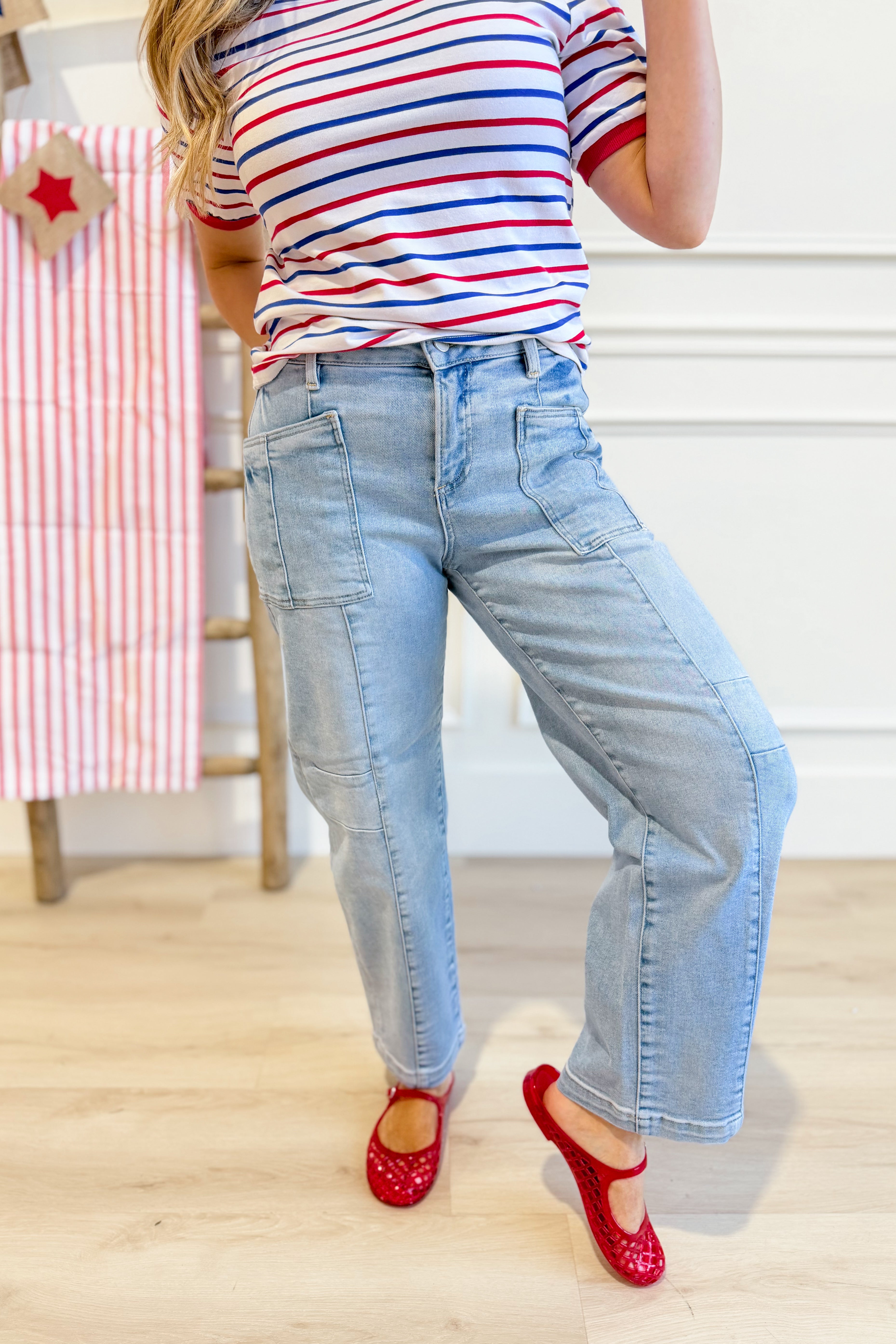 Risen Fredrick slouchy ankle boyfriend jeans in size 0-3XL, showcasing relaxed fit, light wash denim, and casual style.