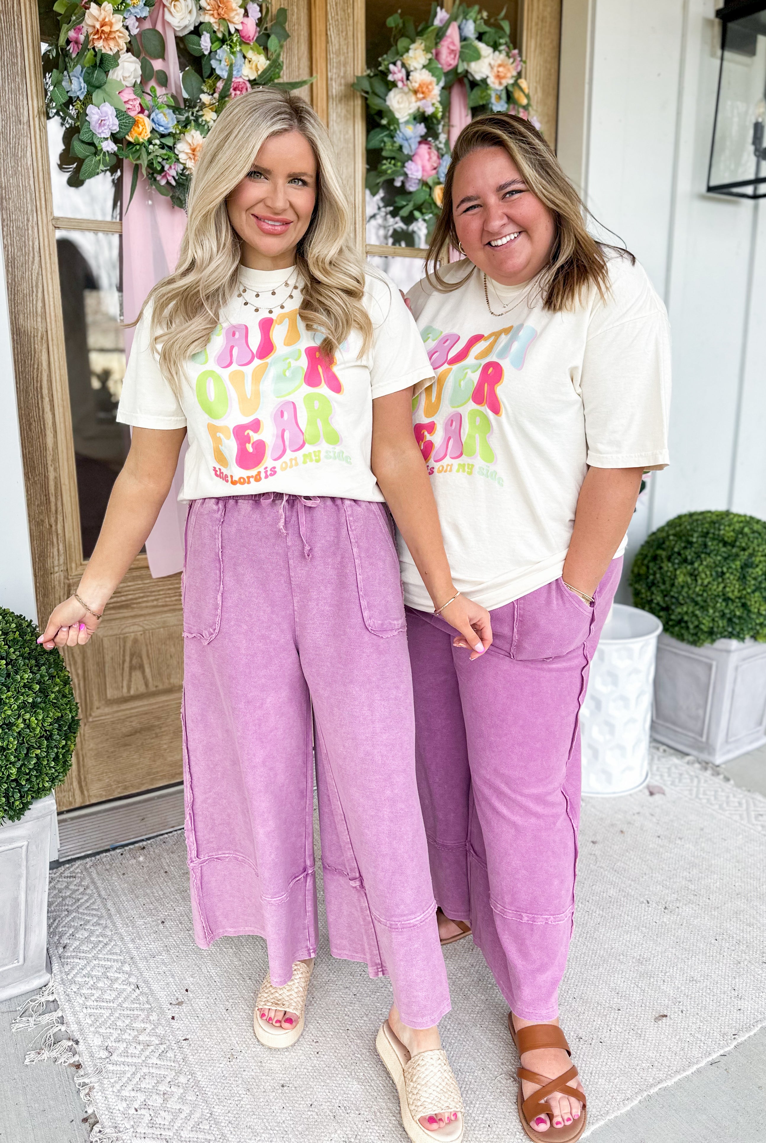 Caris Mineral Washed Upside Down Terry Knit Wide Leg Palazzo Pants - Be You Boutique