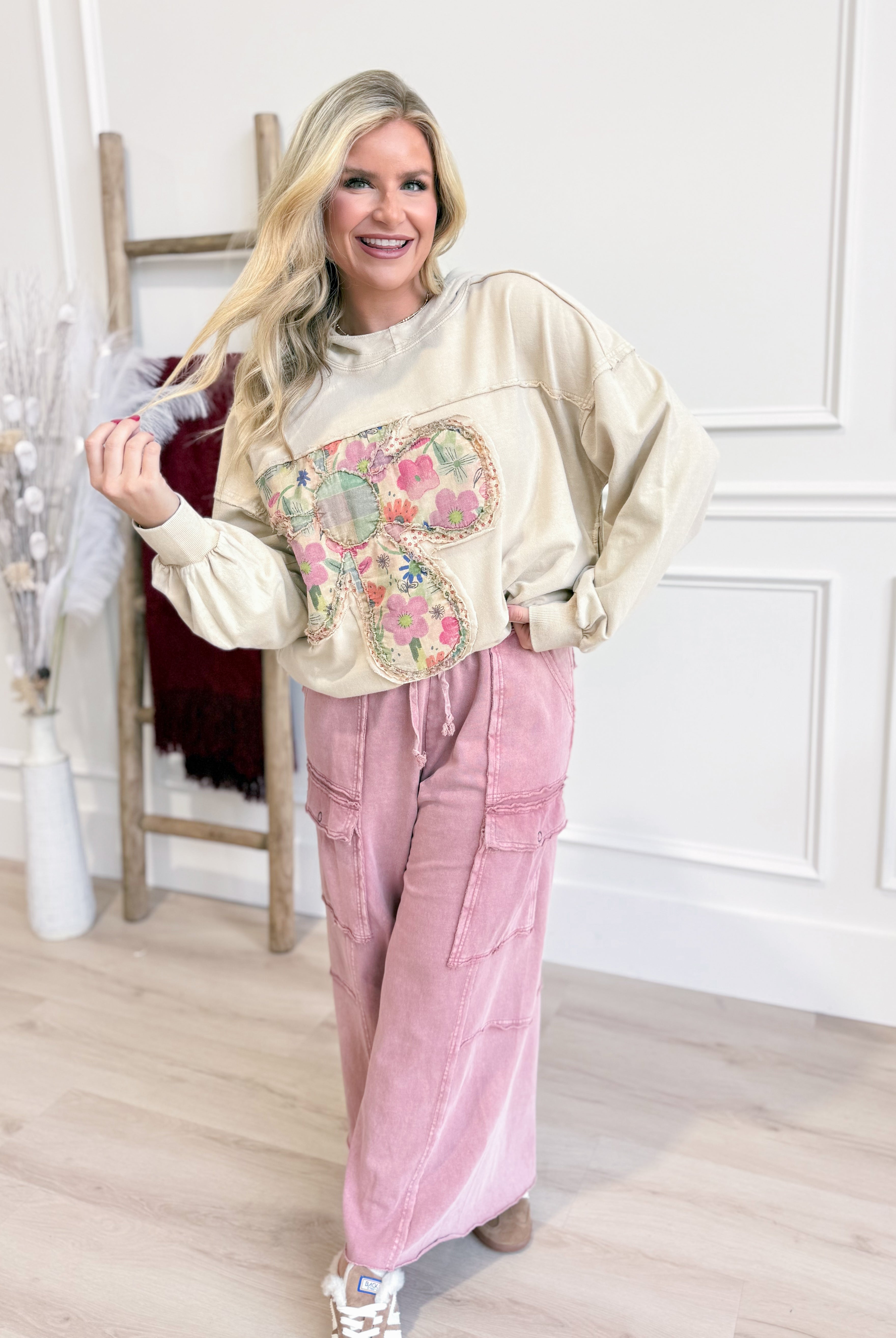 Nora Flower Patch Hoodie Pullover - Be You Boutique