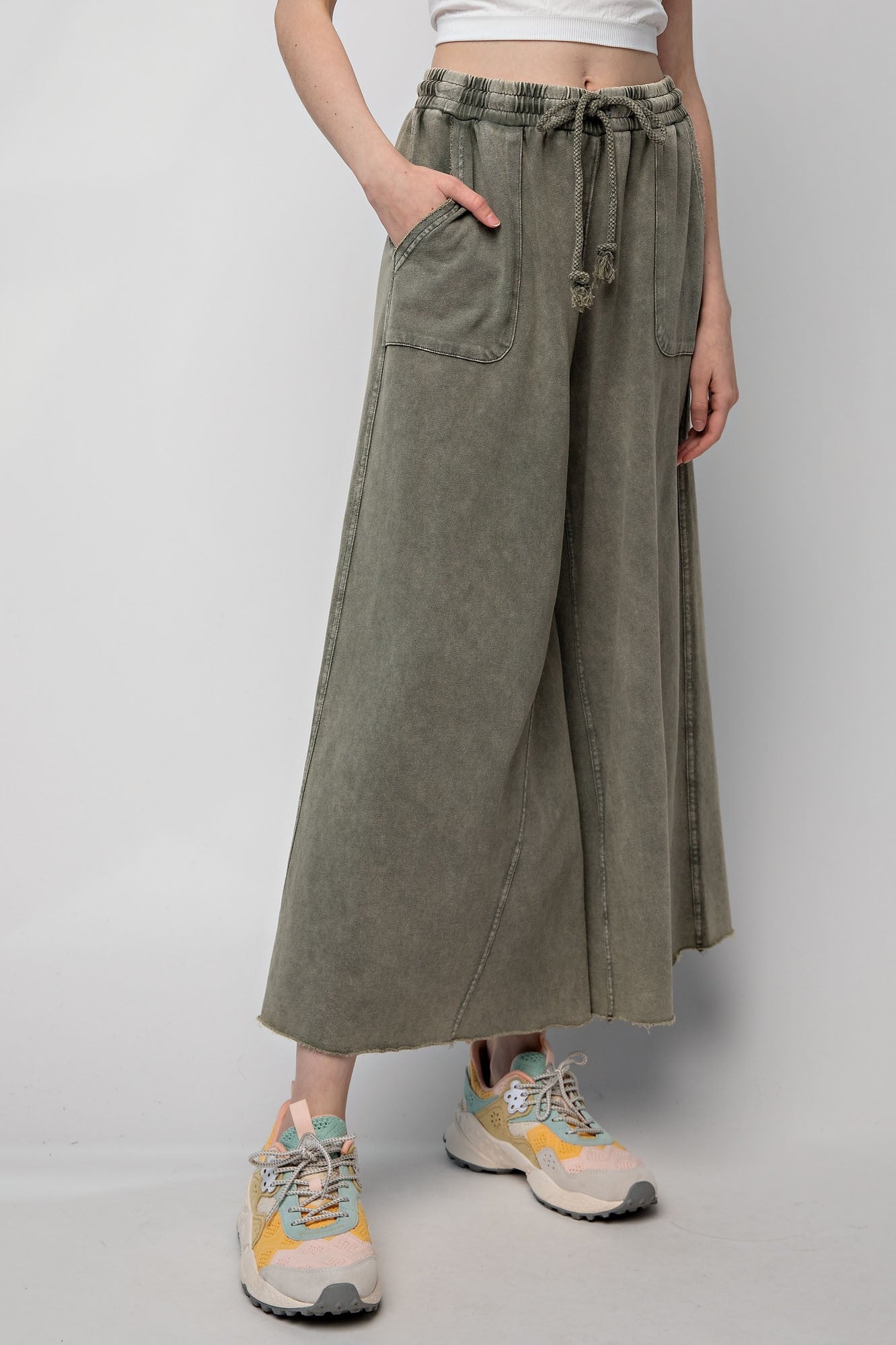 Rachel Washed Terry Knit Wide Leg Pant Bottom - Be You Boutique