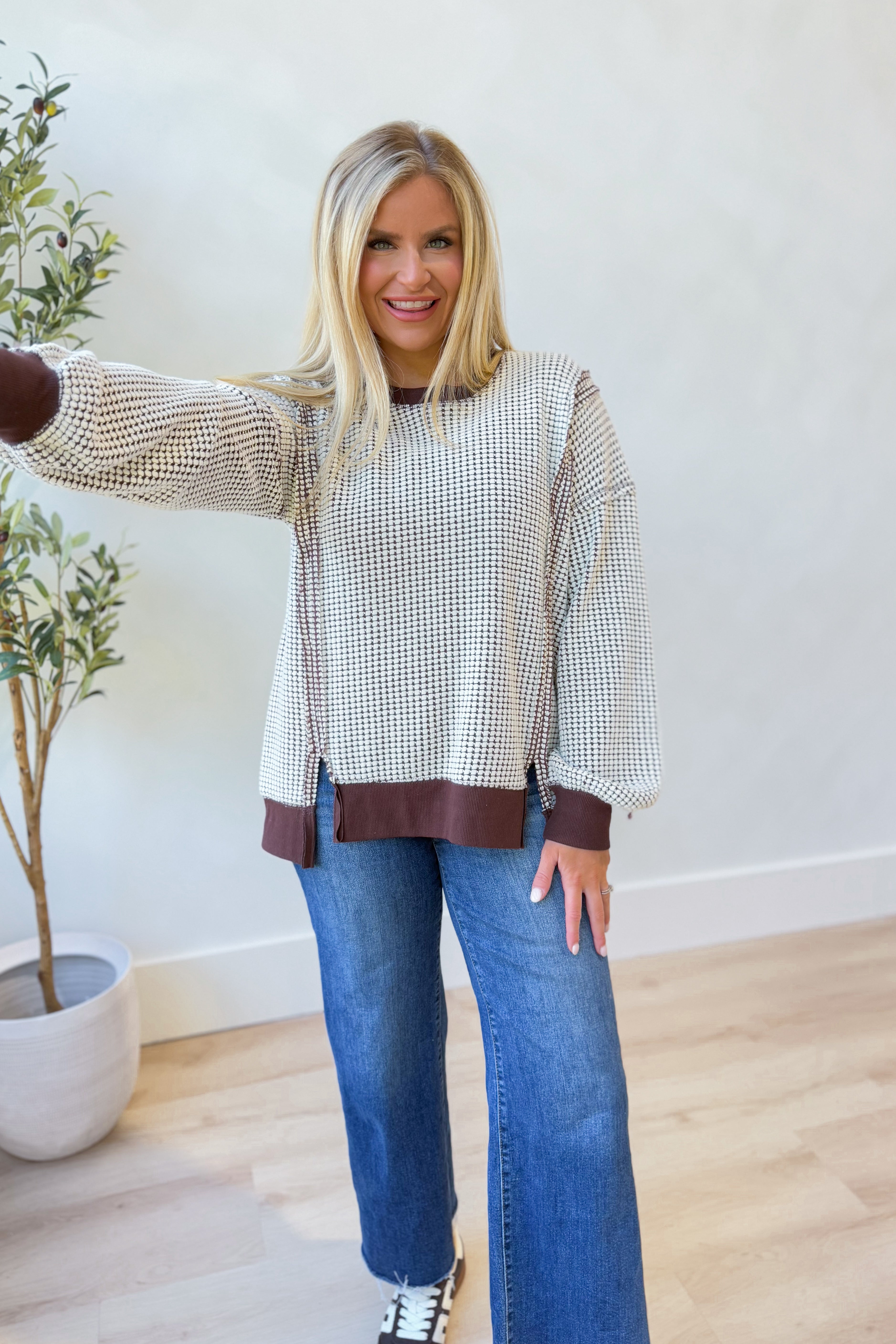 Natalia Oversized Waffle Knit Pullover - Be You Boutique