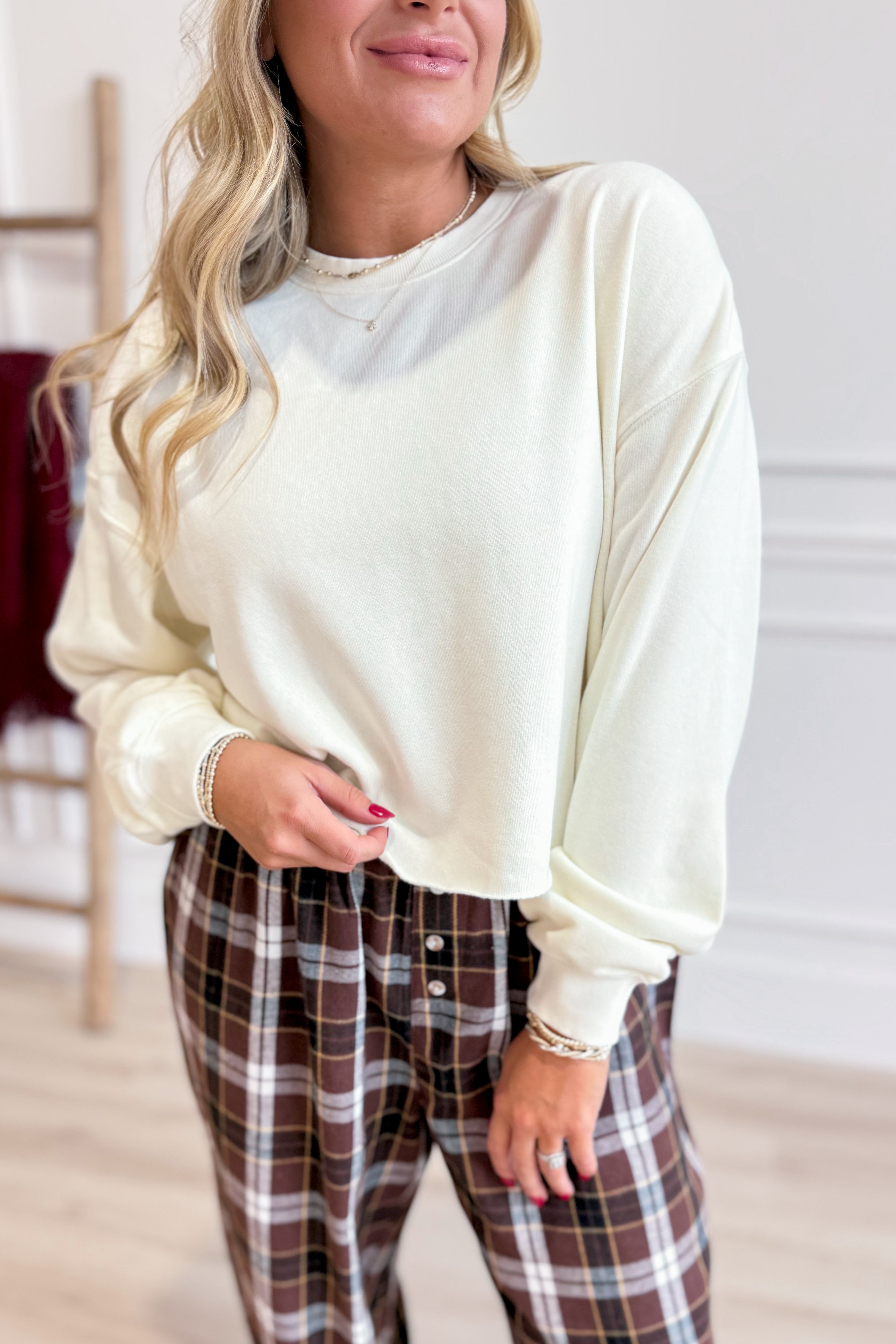 Terry Round Neck Pullover - Be You Boutique