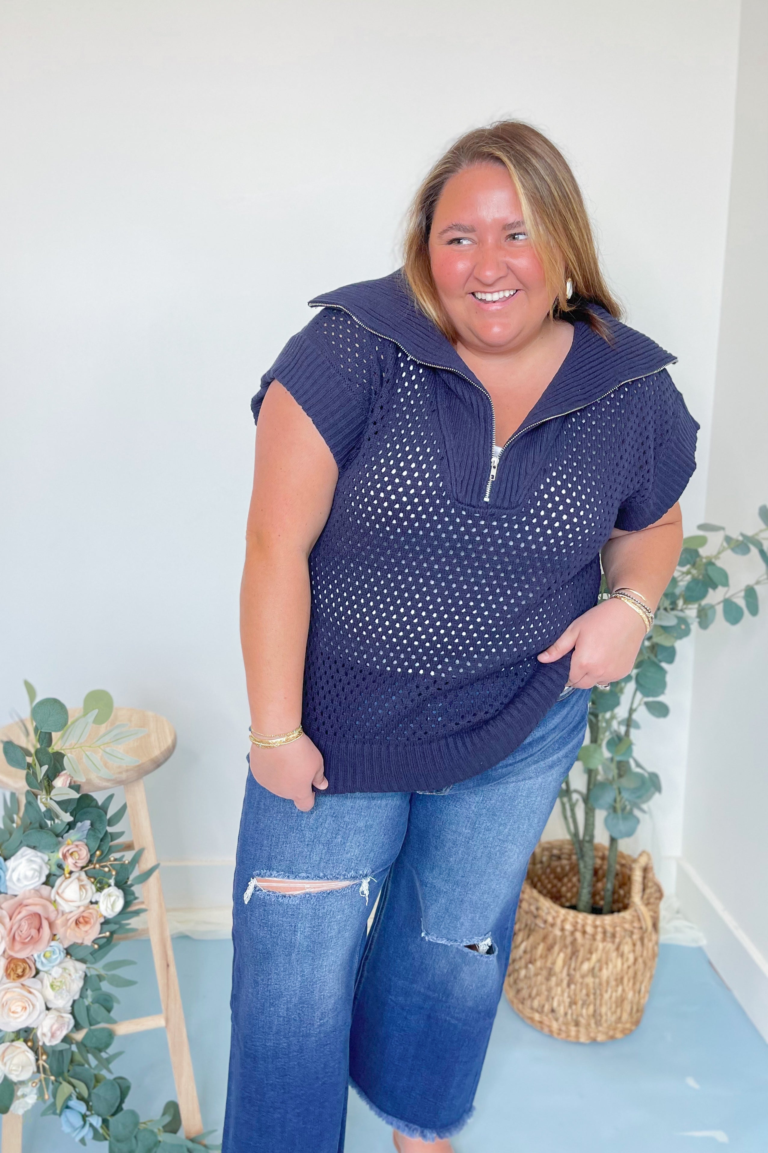 Sheila Collared Drop Shoulder Sweater Top - Be You Boutique