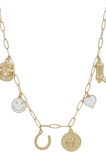 Charm Necklace ~ Gold "Western" Charm Necklace - Be You Boutique