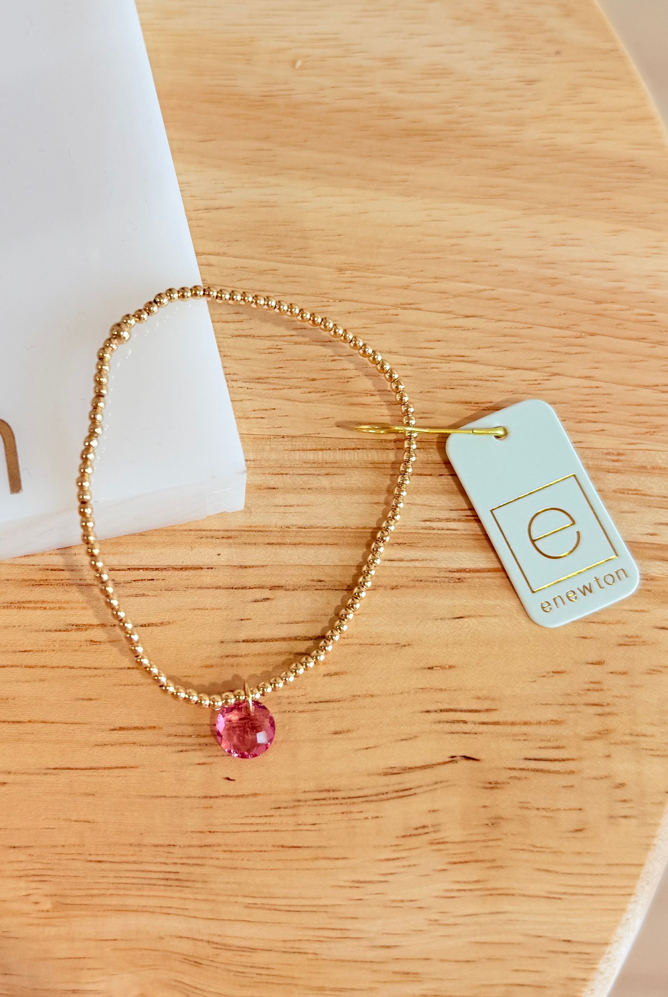 Enewton 2mm classic birthstone bracelet featuring colorful gemstone beads on a delicate chain jewelry piece.