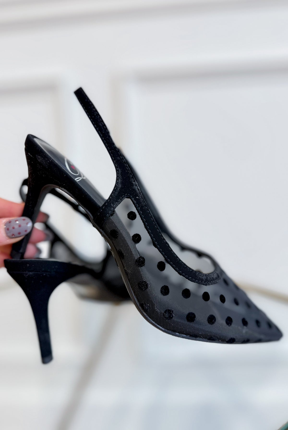 FORTUNE DYNAMIC Next Polka Dot Kitten Heel shoe in black with white polka dots, stylish 212 other shoes for women.