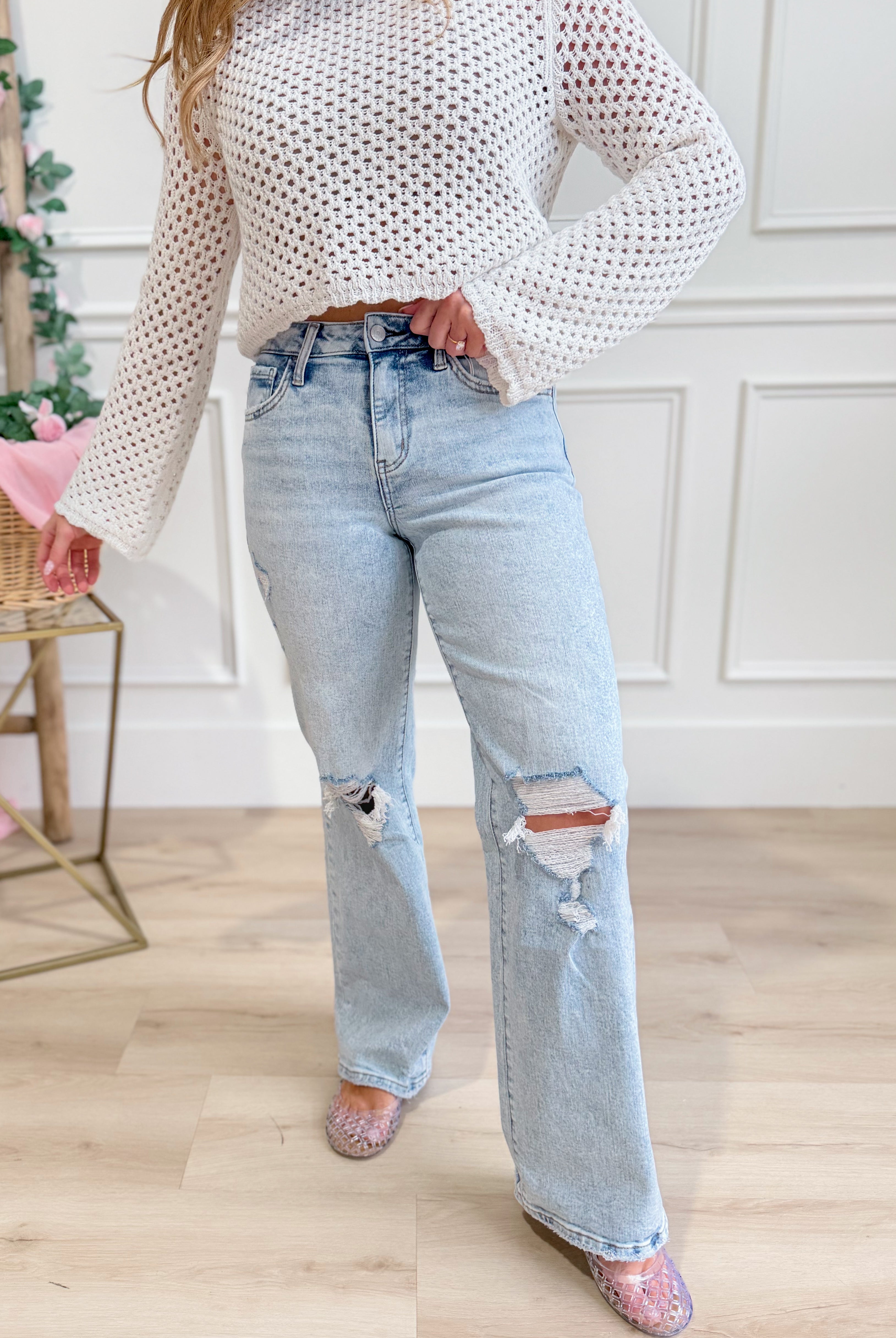 Vervet Slick High Rise Vintage Wide Leg Jean from 146 Core Jeans collection, showing the classic denim fit and high waist design.