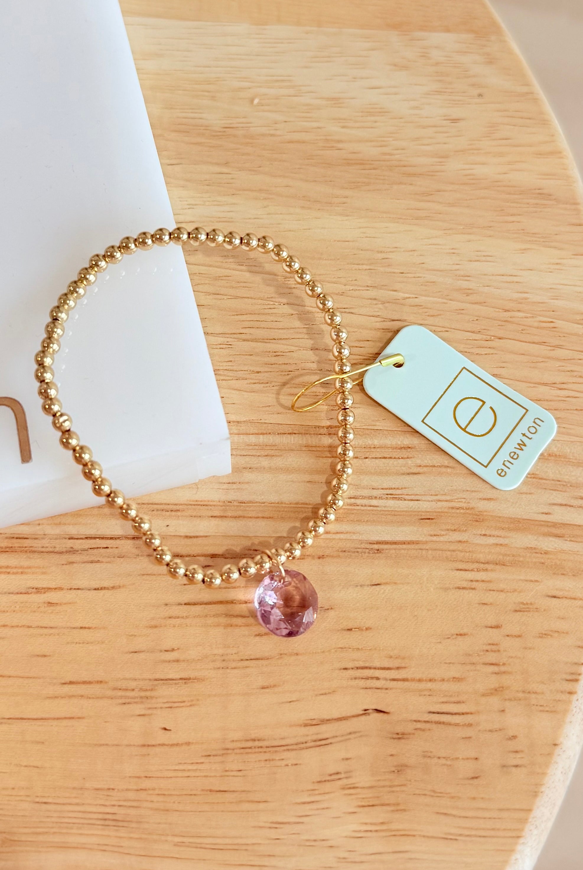 Enewton 3mm classic birthstone bracelet featuring colorful gemstone beads on a delicate silver chain.