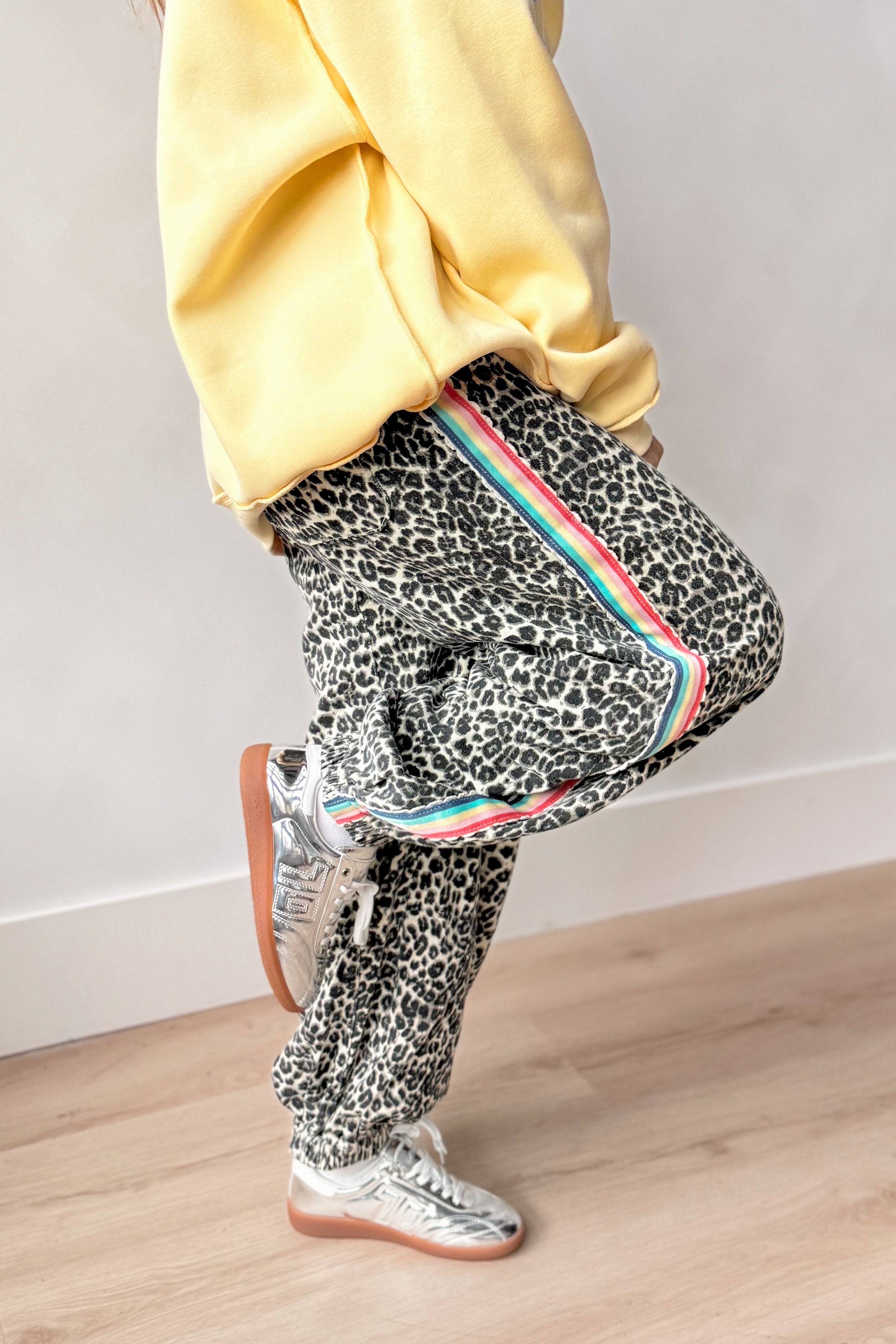 Andy Leopard Side Rainbow Striped Detail Pant - Be You Boutique