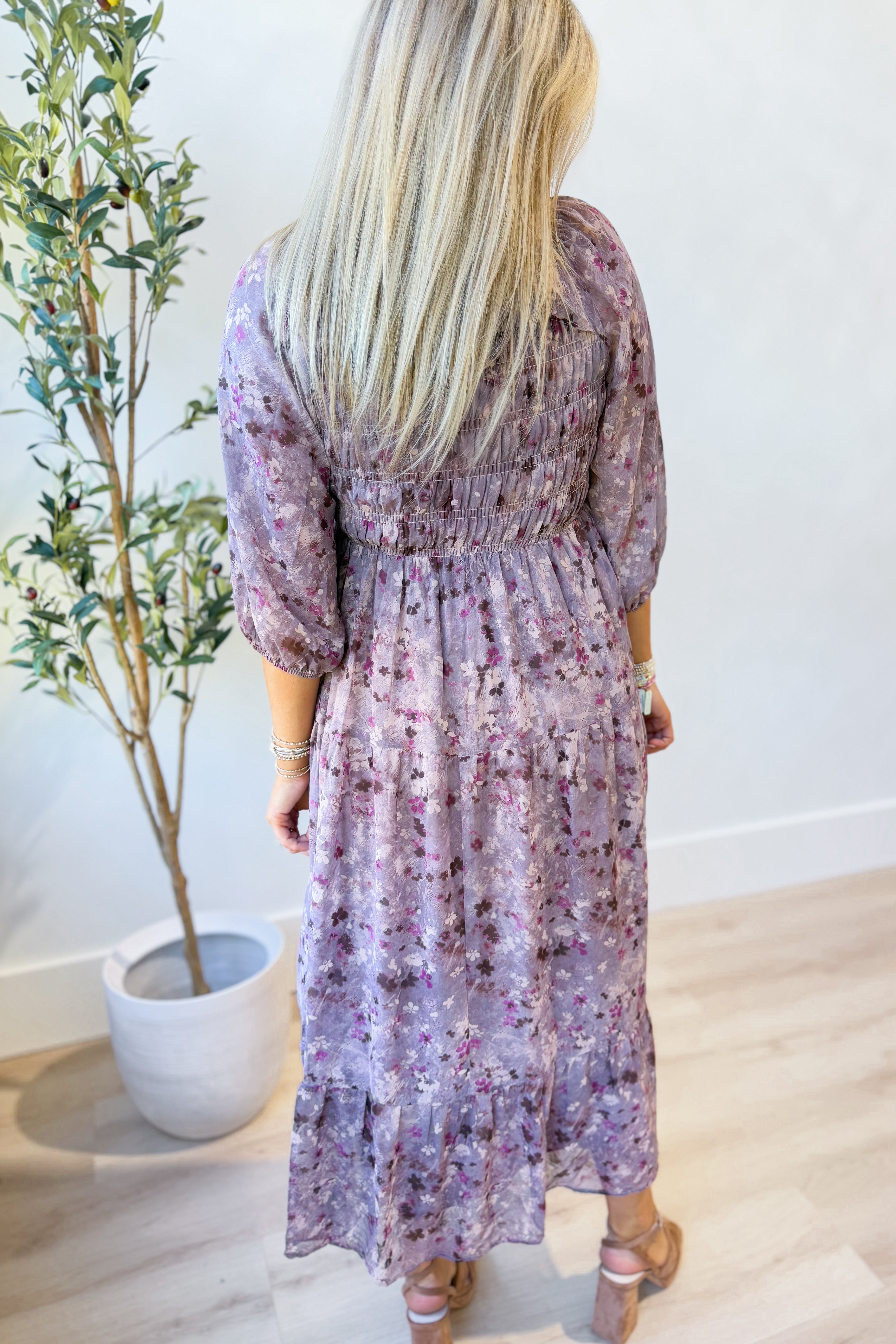 Scarlett Floral Smocked Midi Dress - Be You Boutique