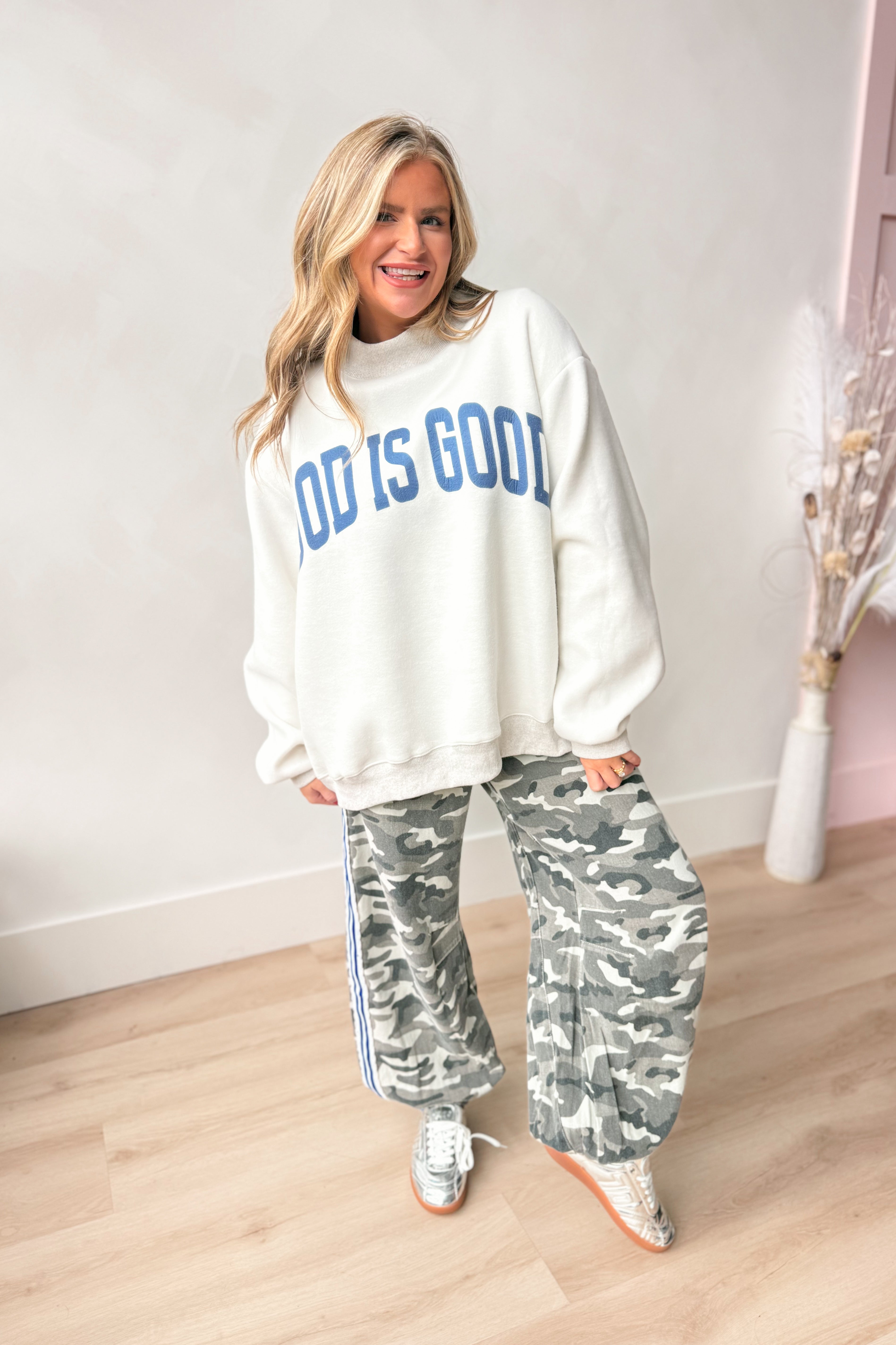 God is Good / Jesus Reversible Mock Neck Sweatshirt - Be You Boutique