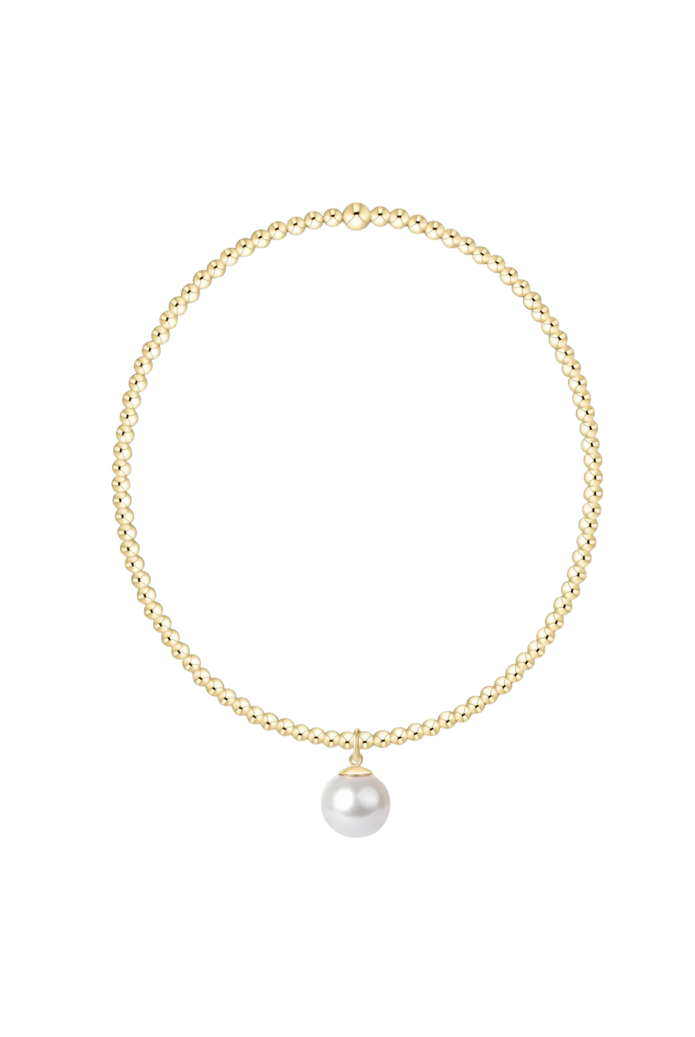 Enewton Classic 2mm gold chain bracelet with 8mm pearl charm, stylish 222 other jewelry piece featuring elegant pearl and gold design.