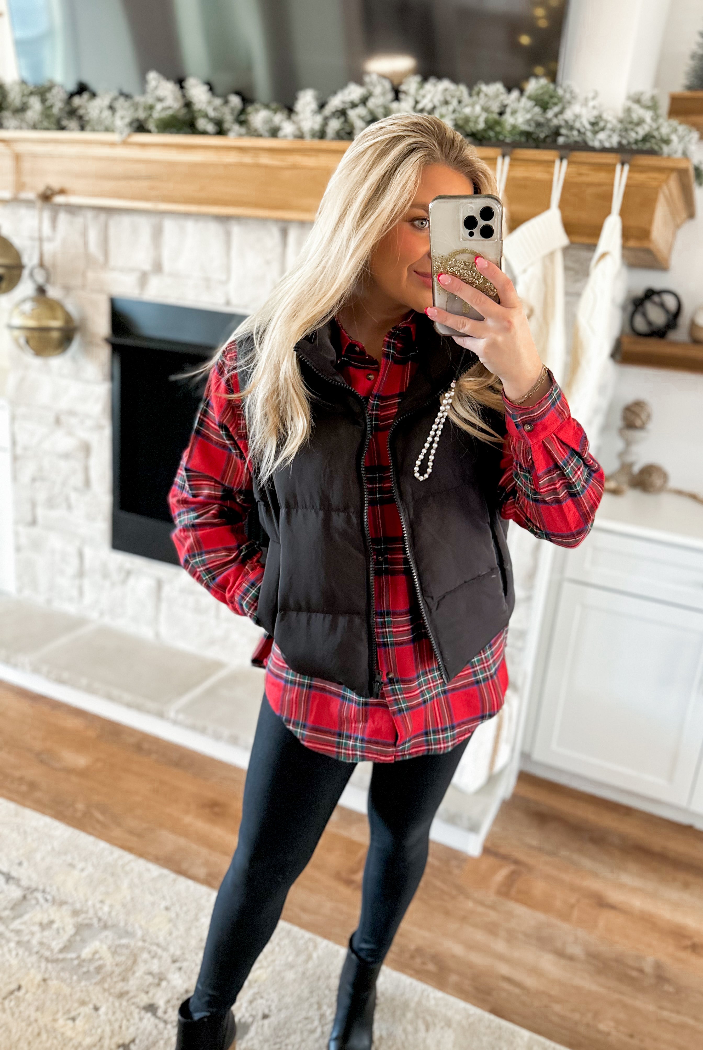 Avril Button Down Long Sleeve Plaid Top - Be You Boutique