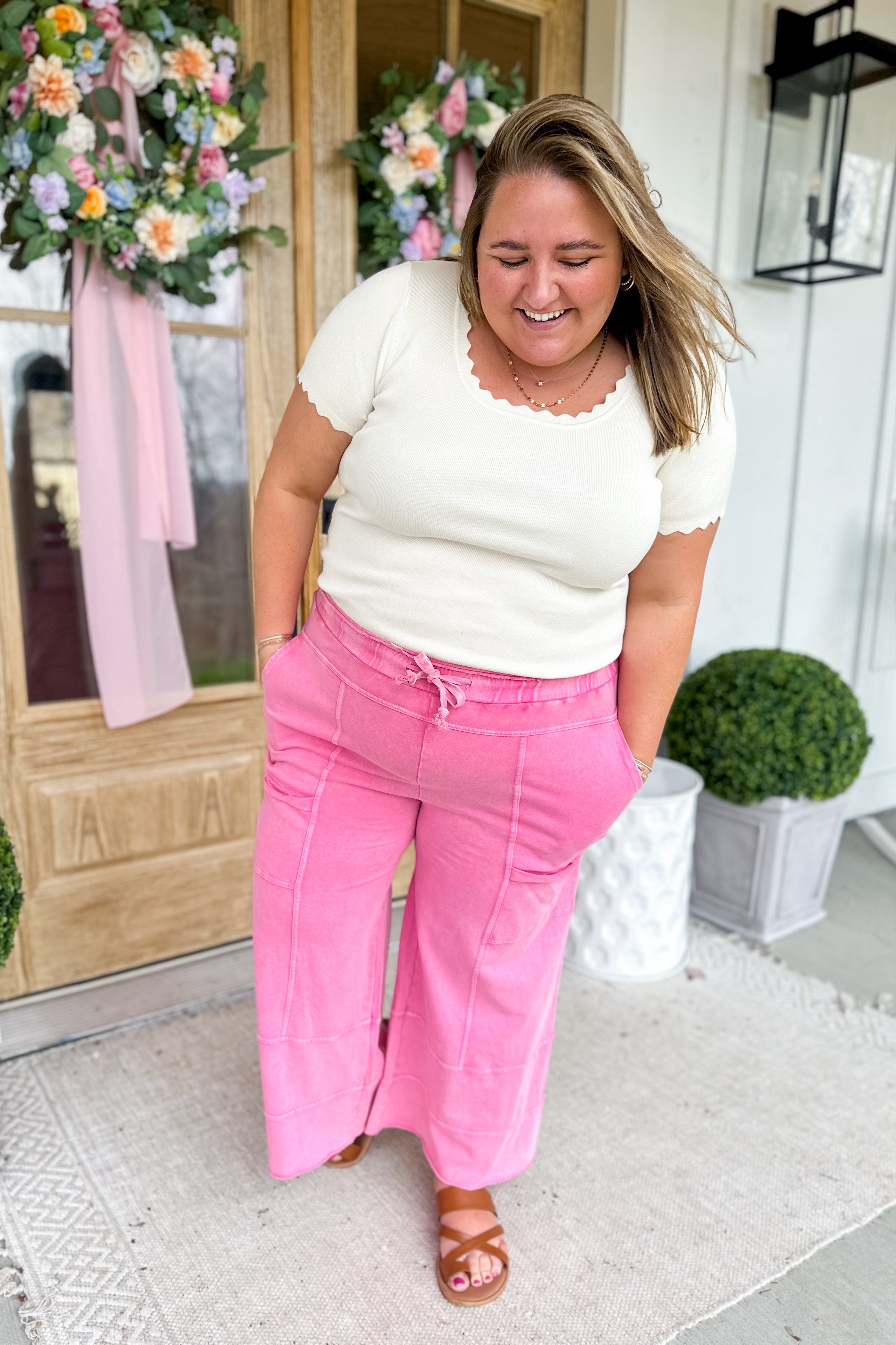 Bradley Mineral Washed Terry Knit Wide Leg Pants - Be You Boutique