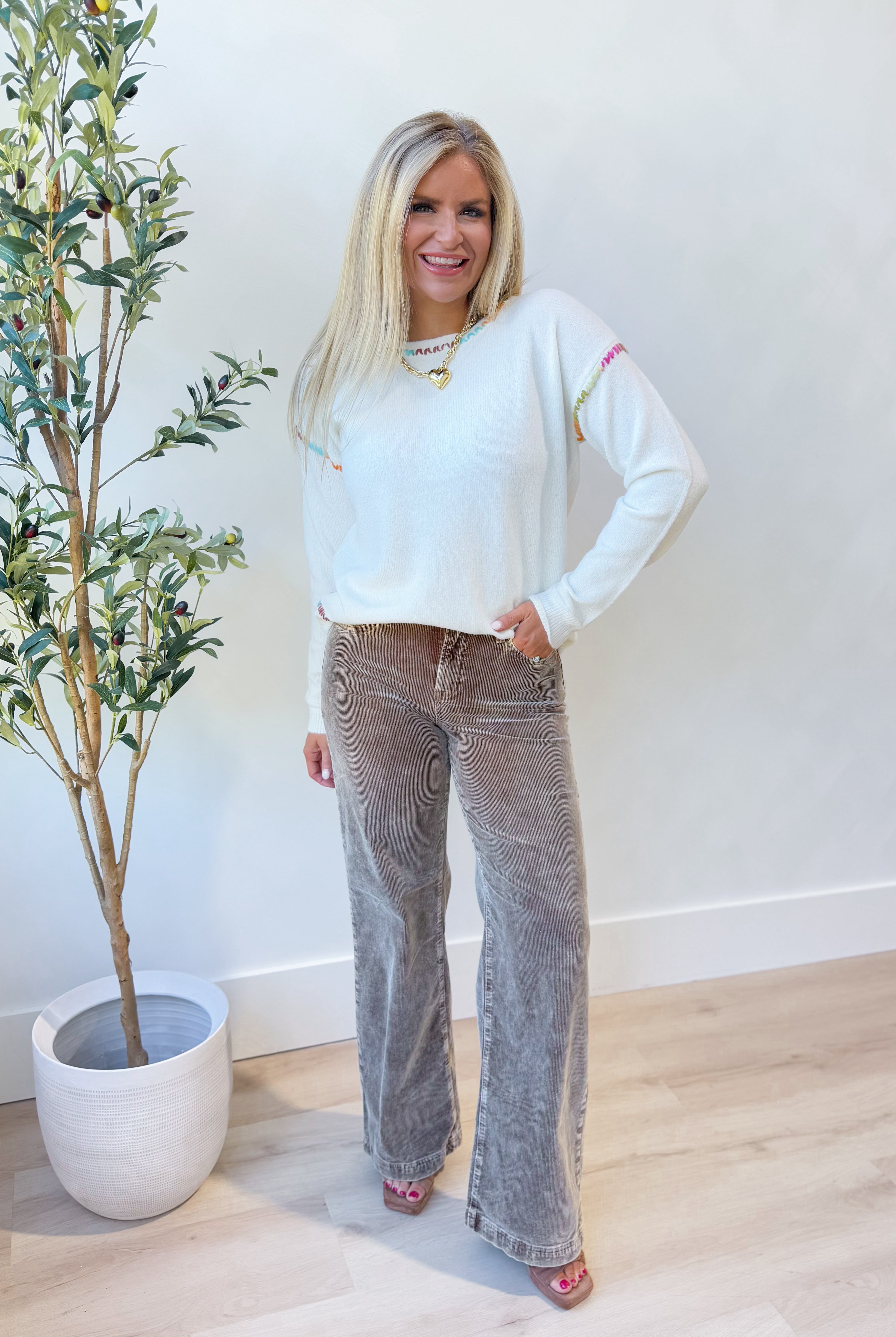 Brandi Multi Color Stitched Sweater - Be You Boutique