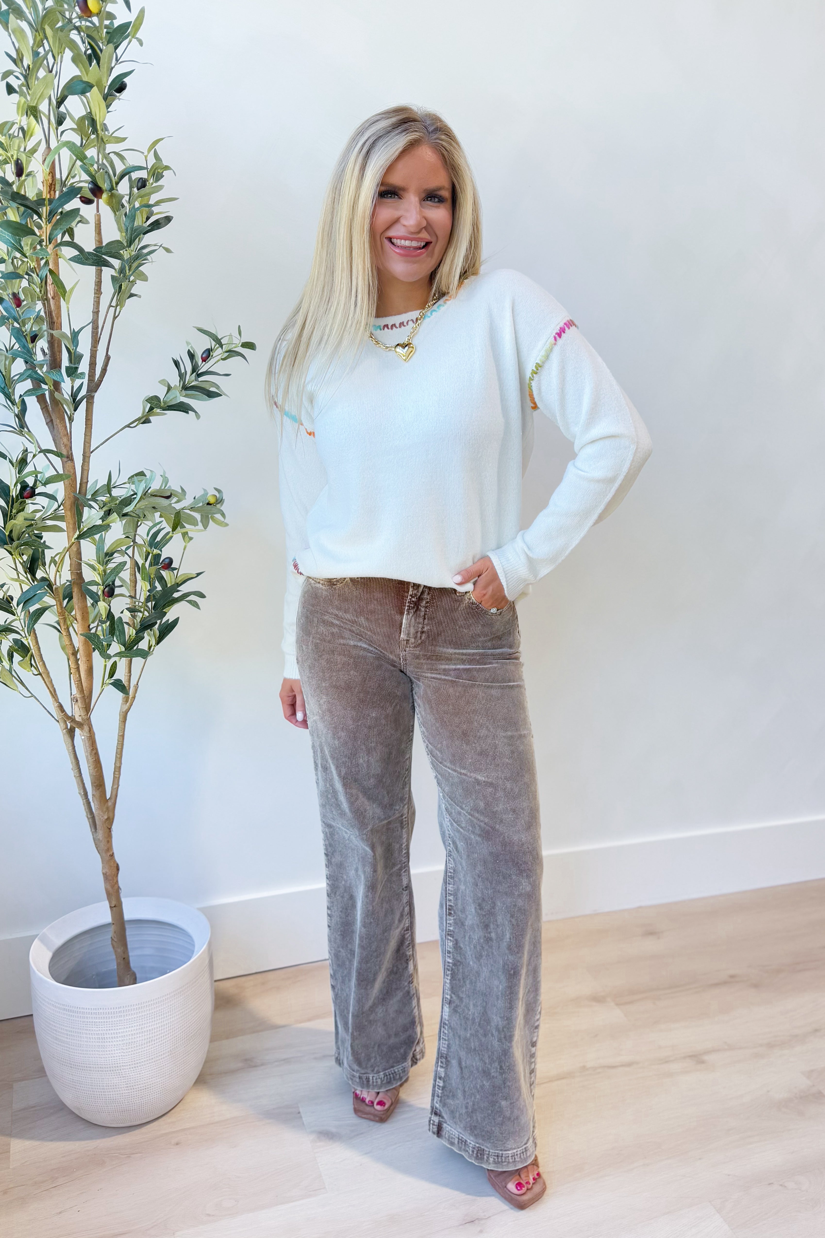 Brandi Multi Color Stitched Sweater - Be You Boutique