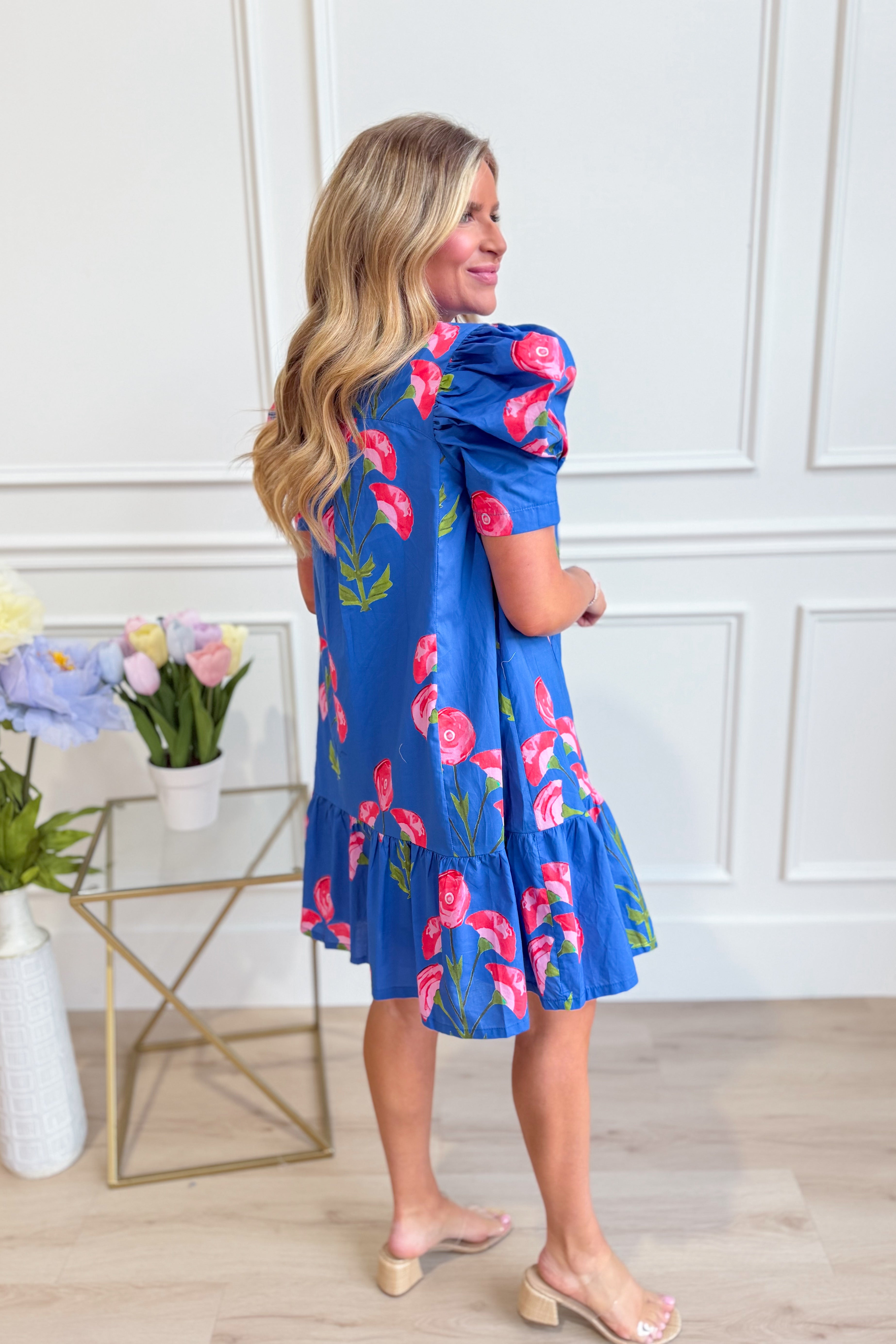 Carrie Floral Flutter Sleeve Dress - Be You Boutique