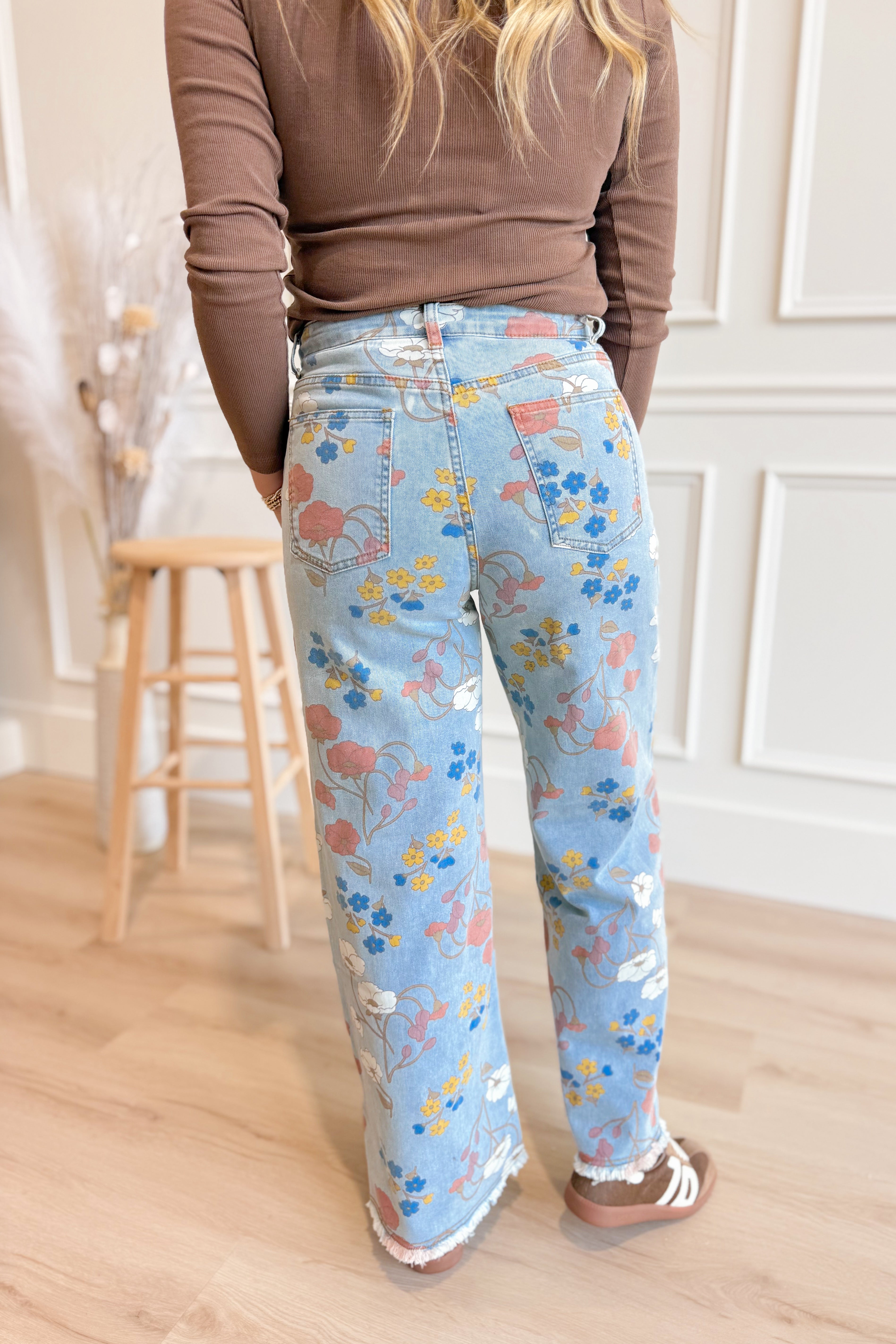 Lindy Floral Printed Twill Jean - Be You Boutique