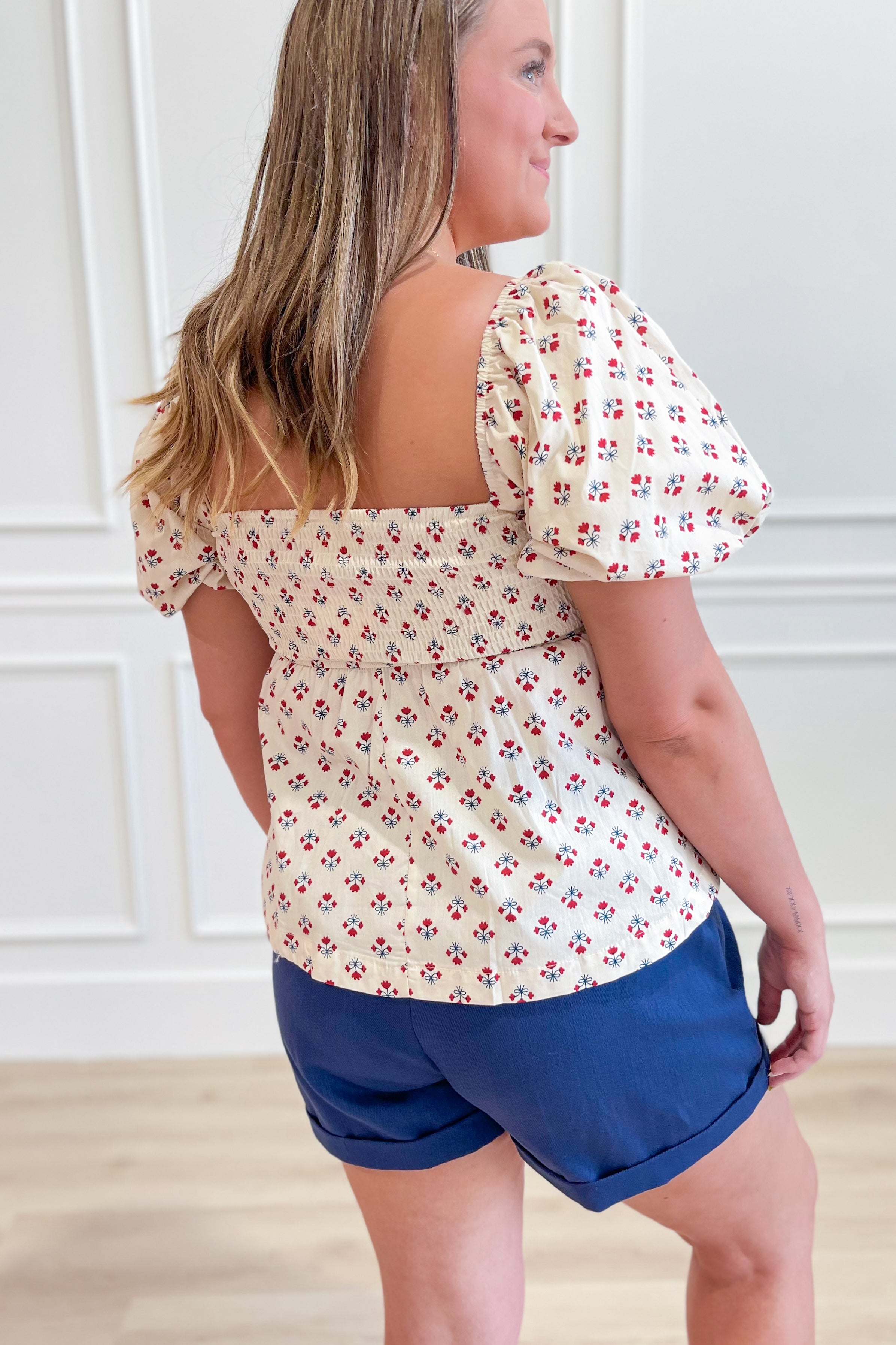 Brianna Floral Square Neck Top - Be You Boutique