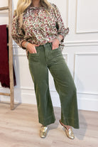 Risen Chris High Rise Crop Wide Patch Pocket Corduroy Pant - Be You Boutique