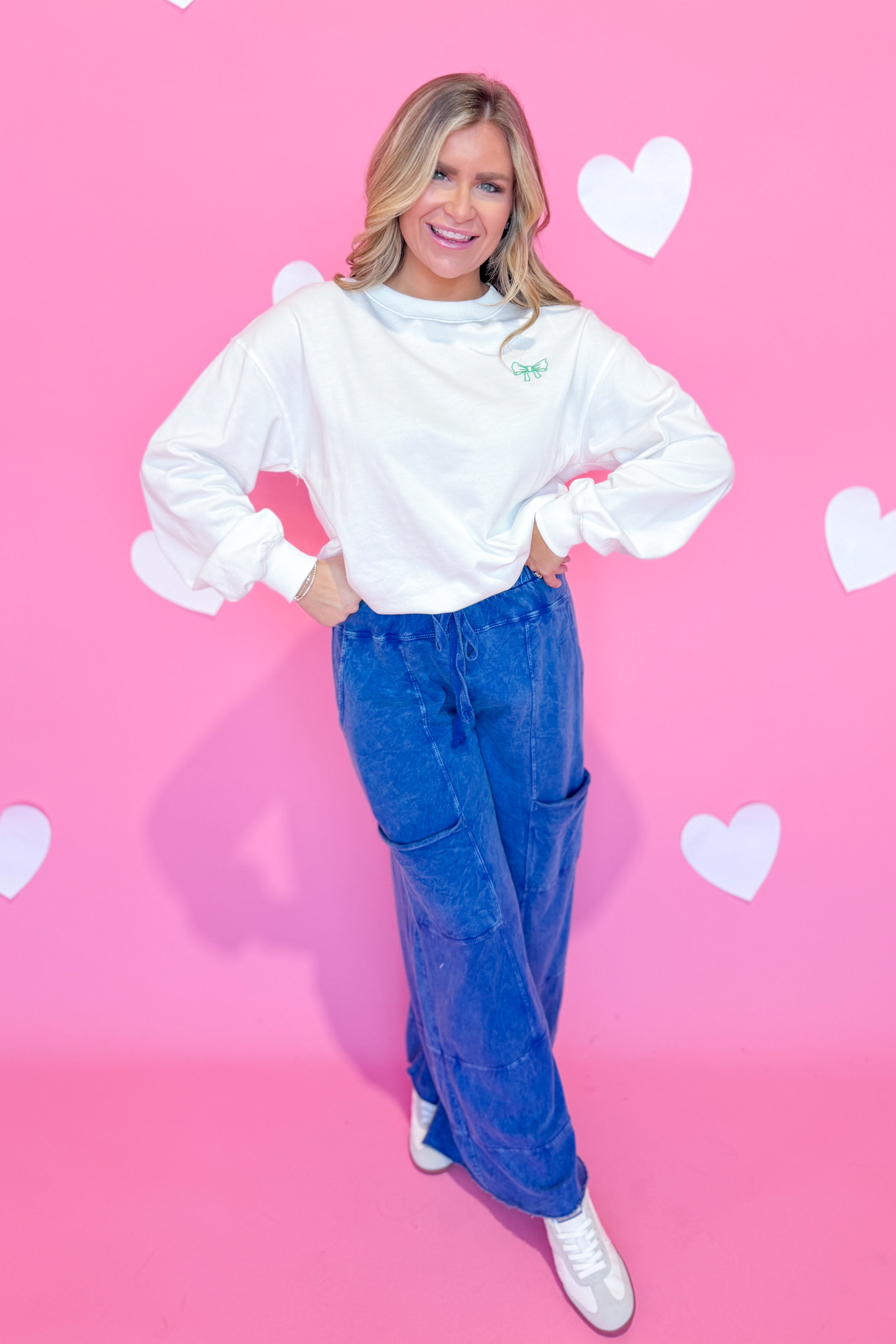 Lulu Front Bow Embroidered Lucky Clover Sweatshirt - Be You Boutique