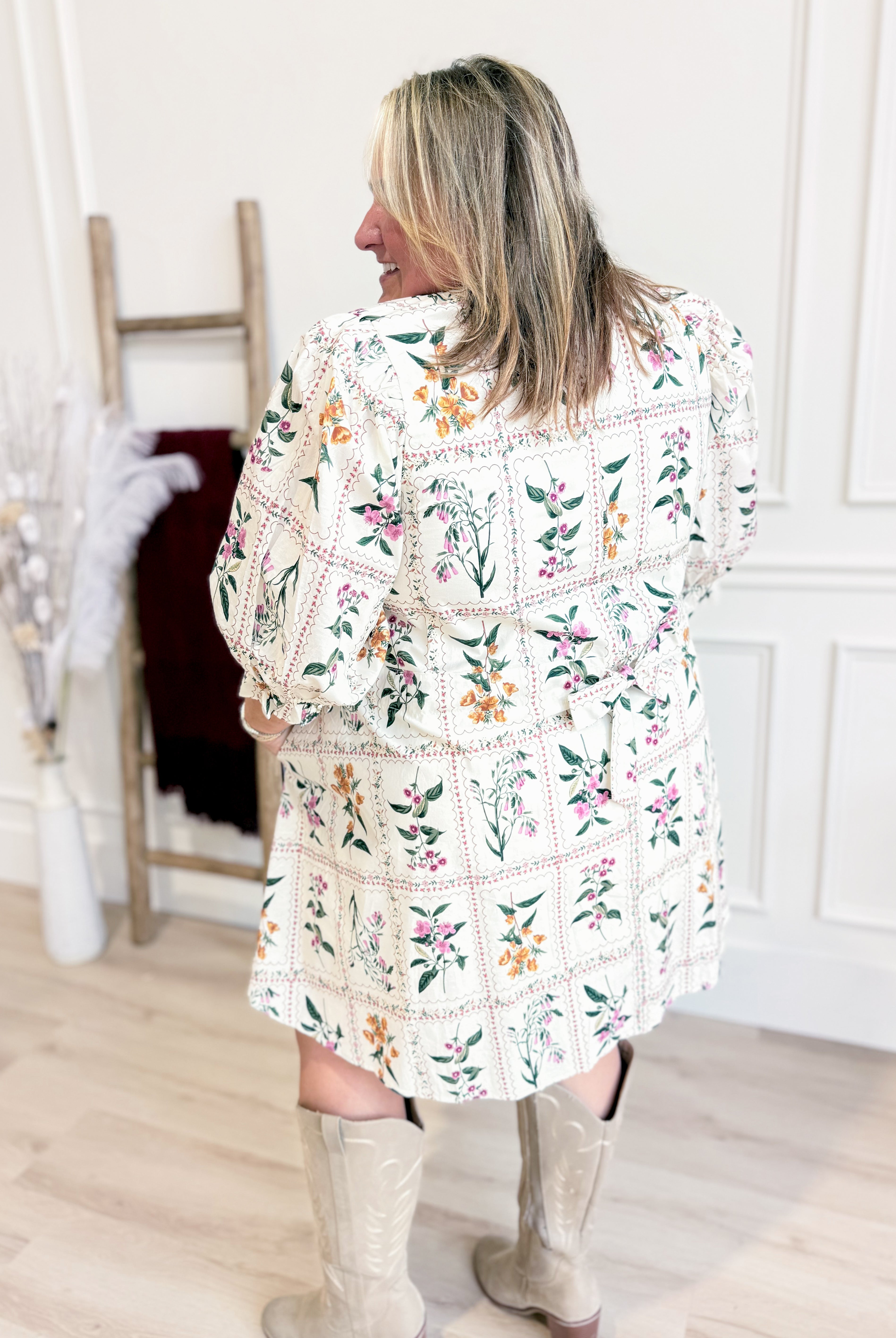 Aly Floral Puff Half Sleeve Dress - Be You Boutique