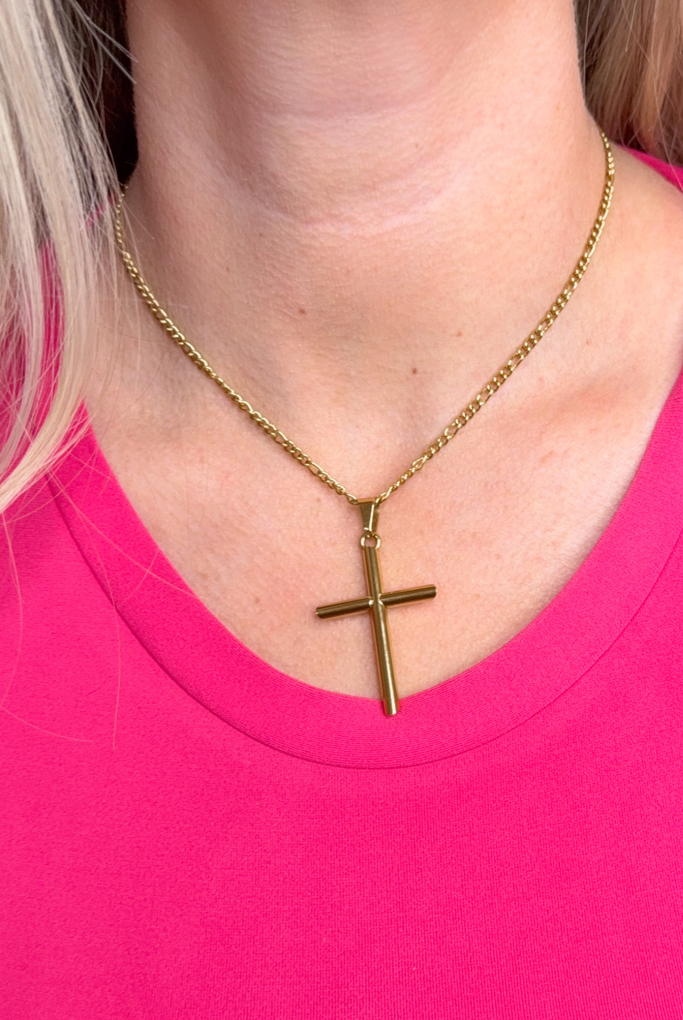 Lizzie Large Gold Cross Necklace - Be You Boutique