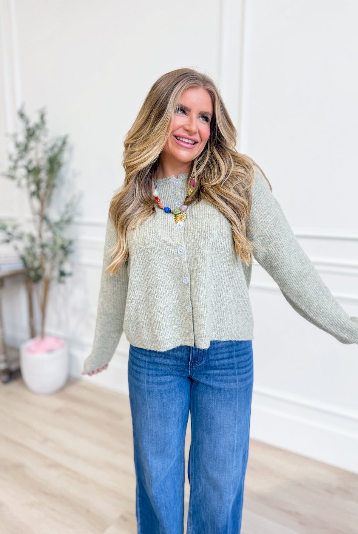 Wishlist Leilah button-front sweater cardigan from the 132 Fall Sweaters collection, shown in a cozy knit pattern.