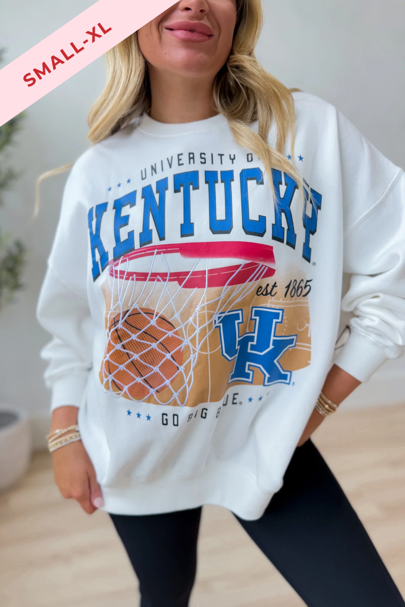 GameDay Social Kentucky Malone Basketball Fleece Embroidered Detail Crew Sweatshirt - Be You Boutique