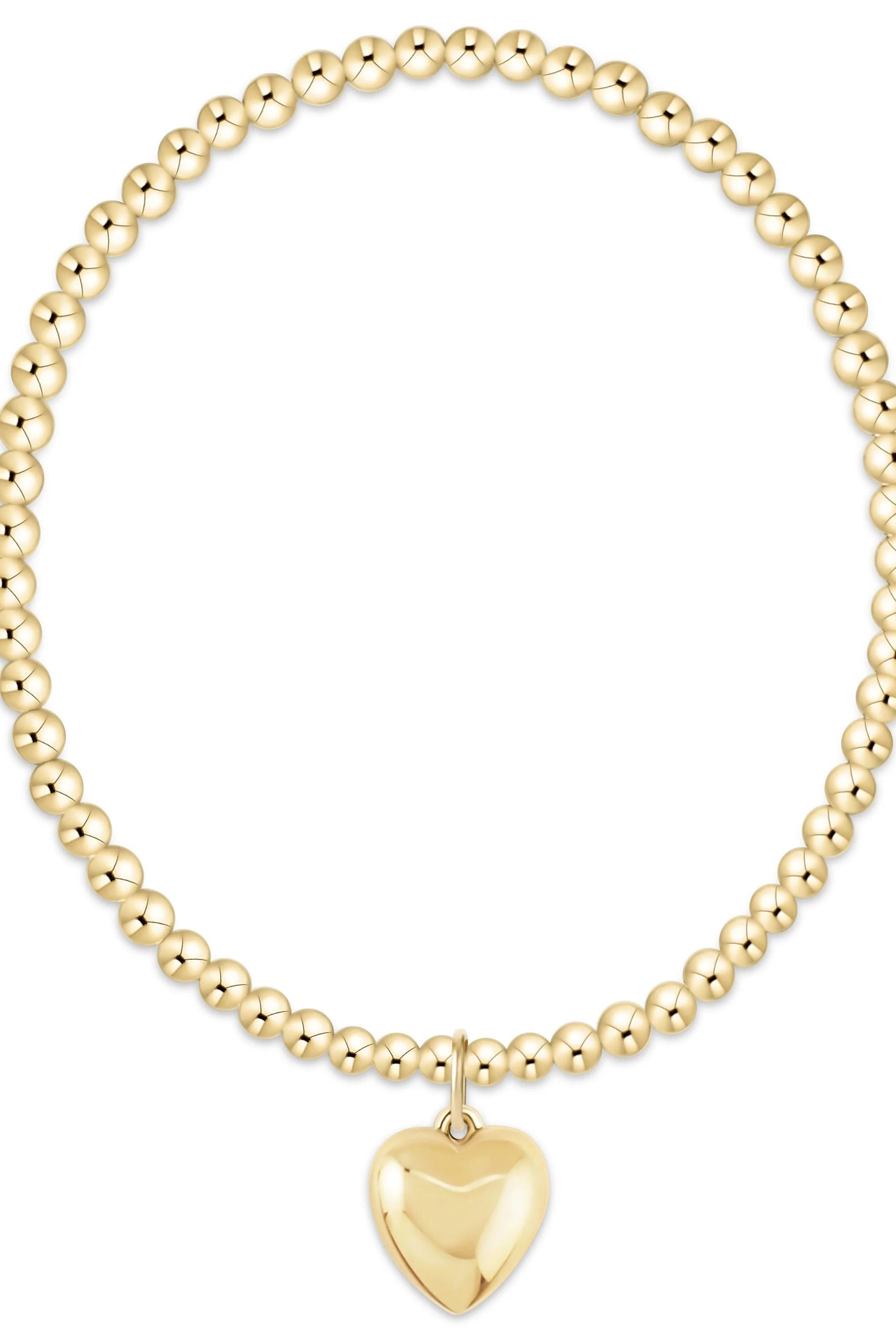 Enewton 3mm love plush gold charm bracelet featuring gold chain and love pendant, stylish jewelry accessory.