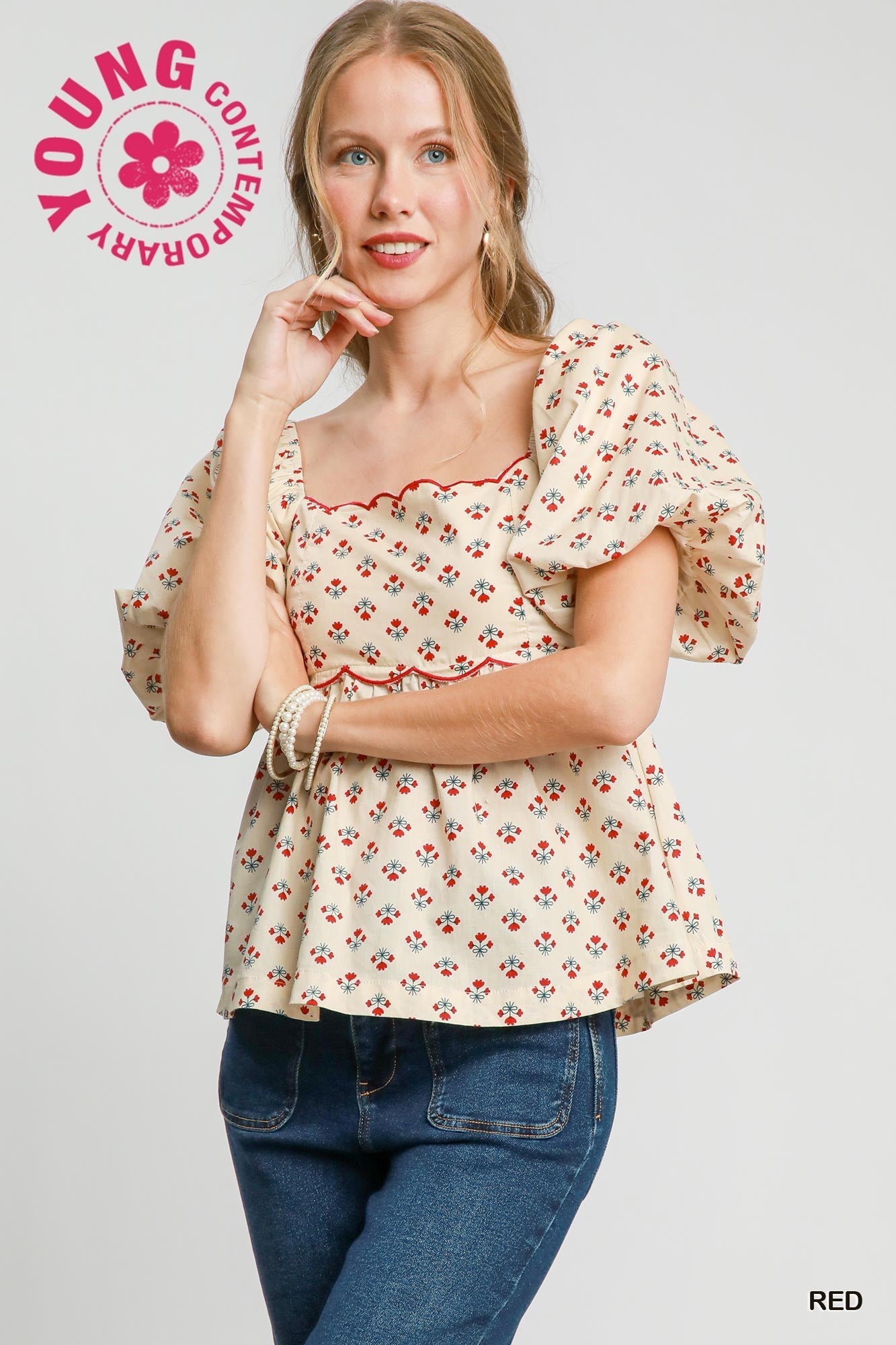 Brianna Floral Square Neck Top - Be You Boutique