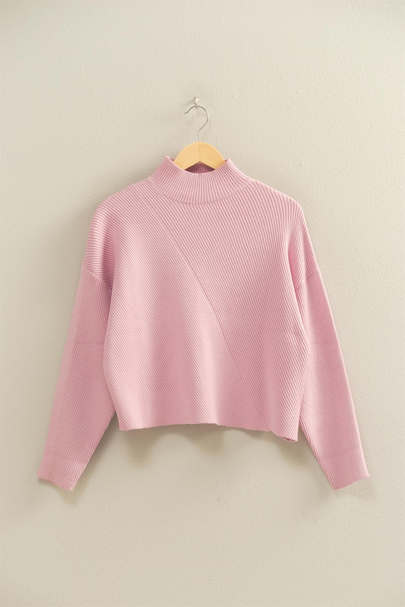 Pinky Mock Neck Sweater - Be You Boutique
