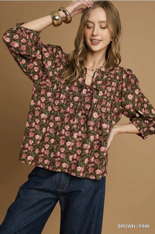 Tina Vintage Floral Pintuck Blouse Top **waiting in plus** - Be You Boutique