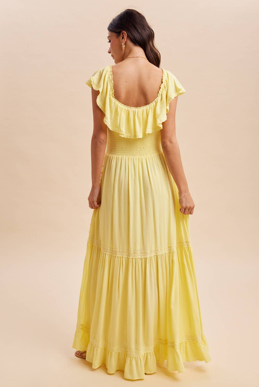 IN LOOM Randy Ruffled Flounce Collar Maxi Dress, elegant dress with ruffled collar and flowing silhouette, perfect for dressy occasions