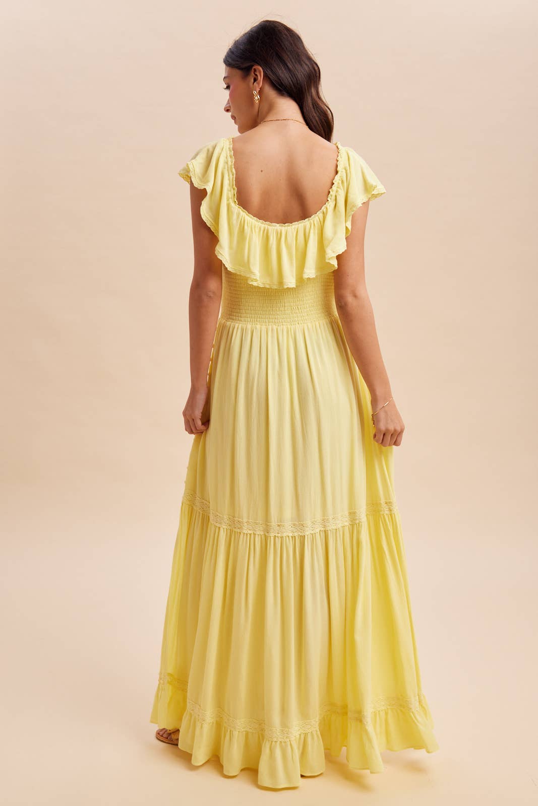IN LOOM Randy Ruffled Flounce Collar Maxi Dress, elegant dress with ruffled collar and flowing silhouette, perfect for dressy occasions
