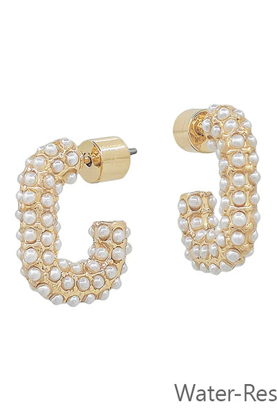 Hoop with Dotted Pearl Earrings - Be You Boutique