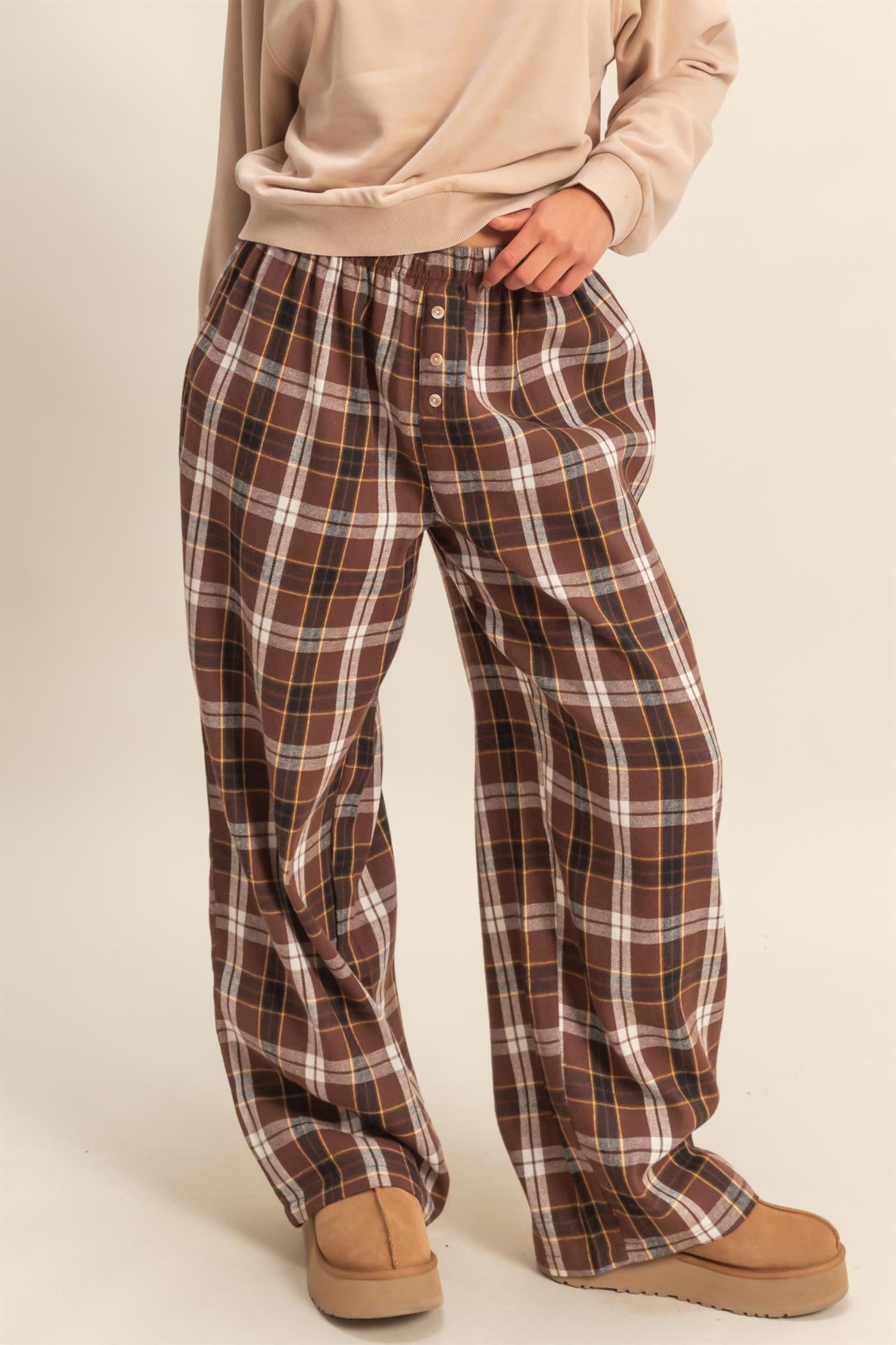Chris Plaid Elastic Waist Pant - Be You Boutique