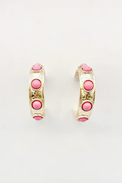 Gold Hoop with Pink Studded Accent - Be You Boutique