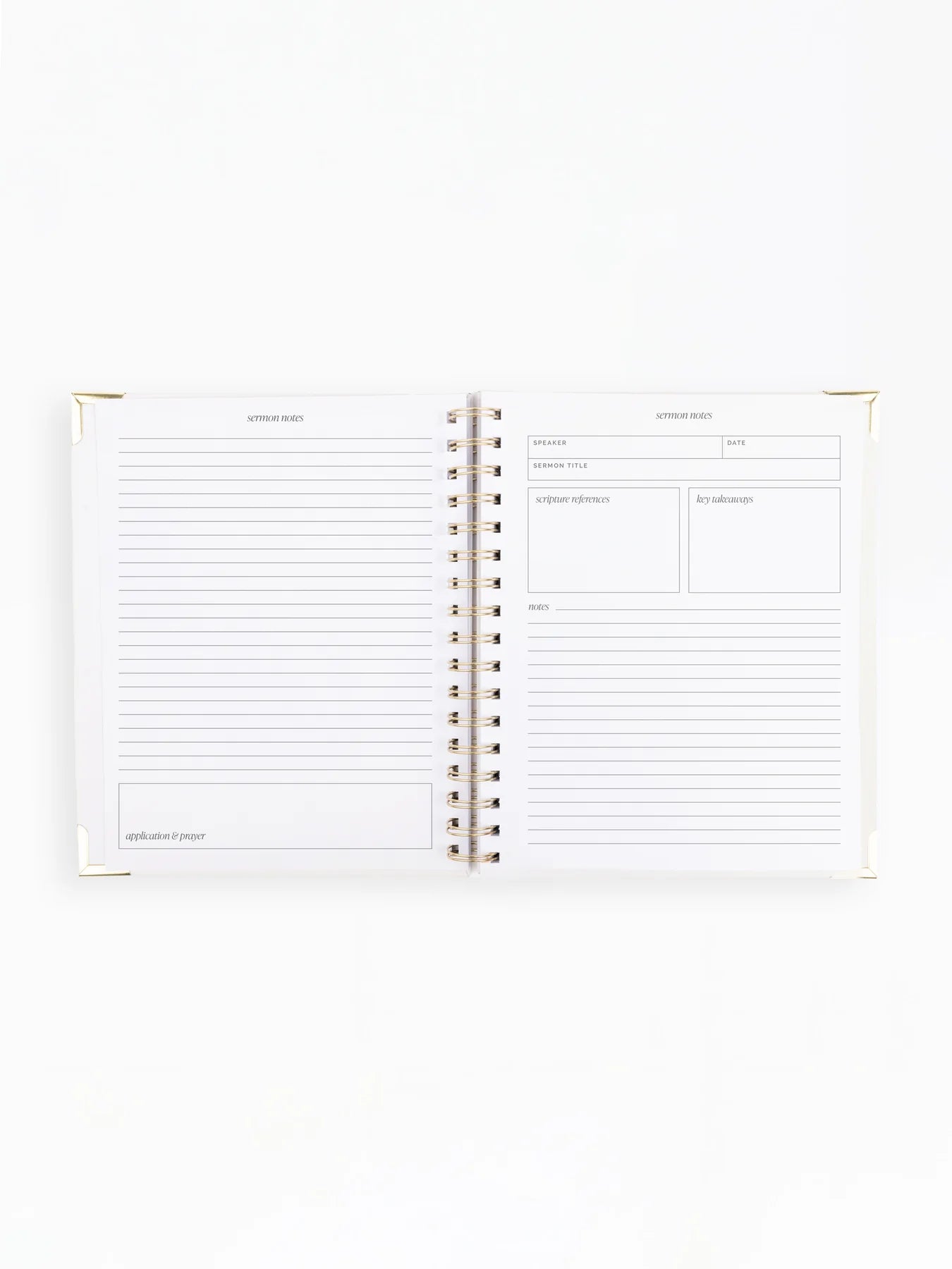 Interior of Mary Square Sermon Notes Journal with lined pages for sermon recording and reflection.