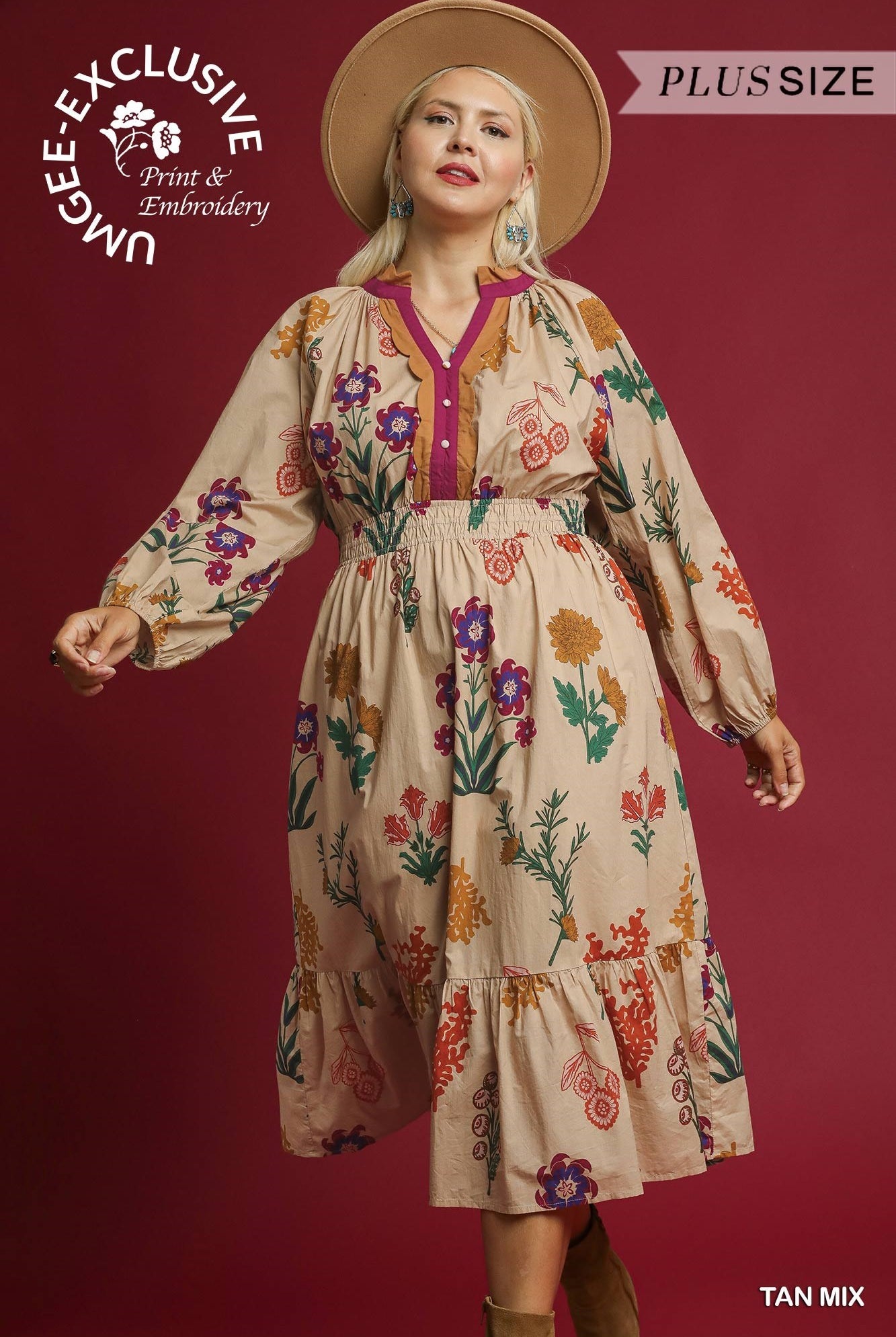 London Floral Printed Smocked Waist Midi Dress *WAITING ON PLUS - Be You Boutique