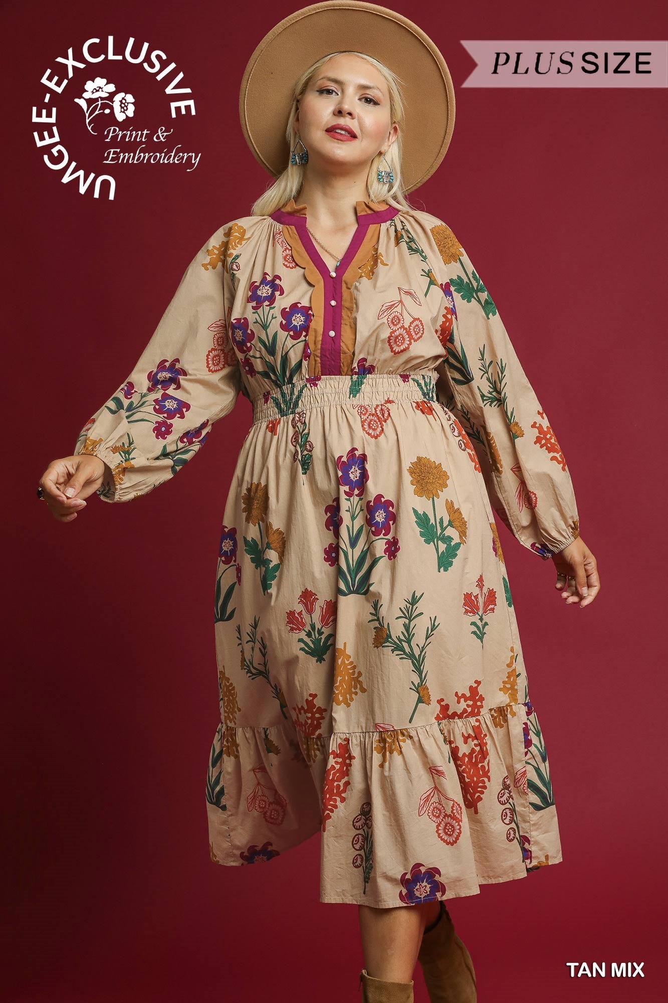 London Floral Printed Smocked Waist Midi Dress *WAITING ON PLUS - Be You Boutique