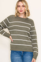 Kylie Stitched Long Sleeve Raglan Sweater - Be You Boutique