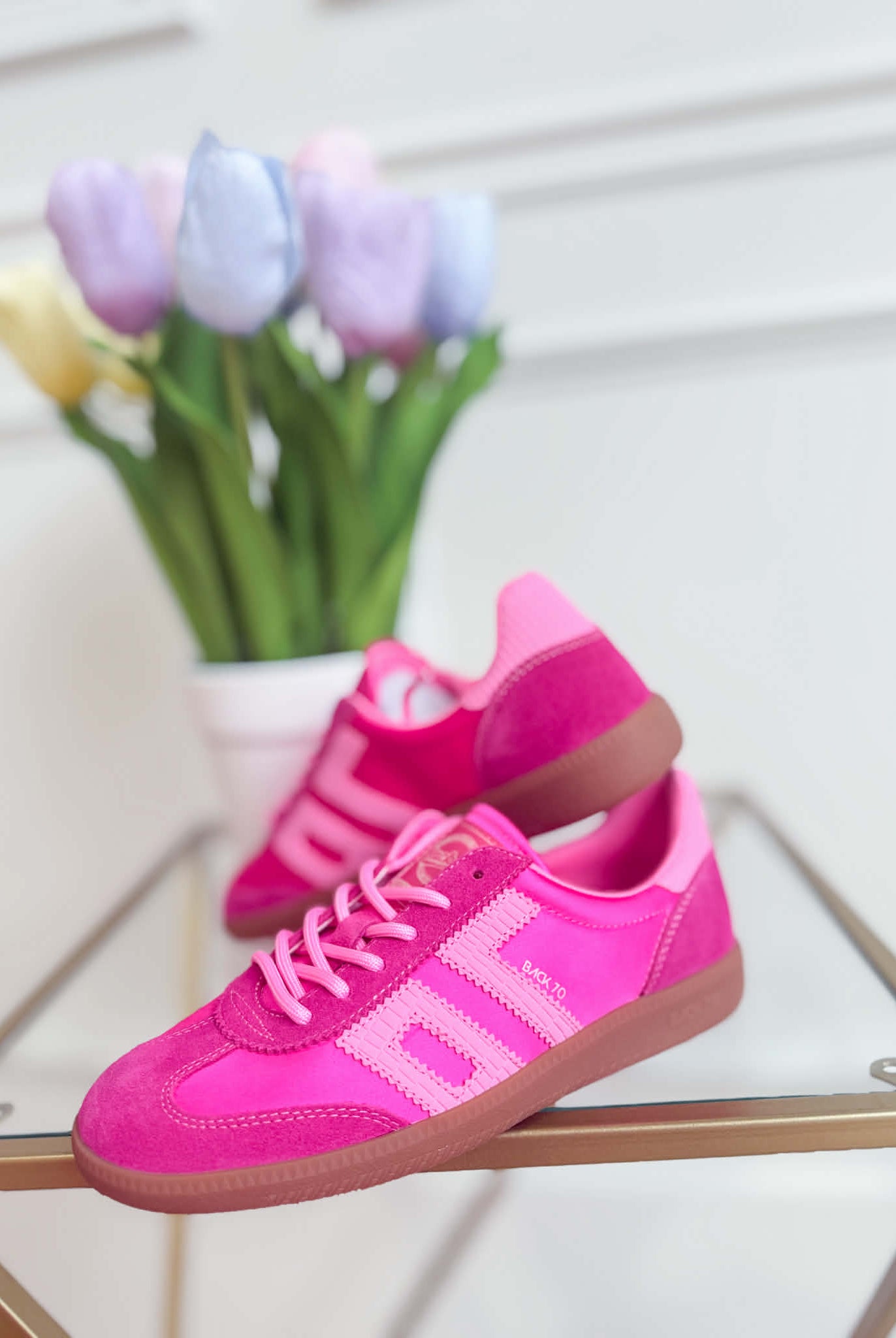 Back 70 Ghost Sneakers in Two Tone Pink with white accents, showcasing the stylish, modern design of the 205 sneaker model.