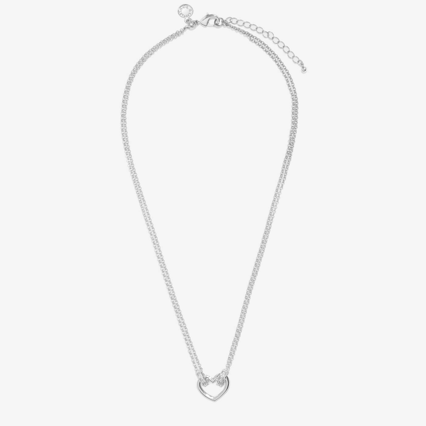 A LITTLES & CO Evermore Heart 15 3/4-inch necklace featuring a delicate heart pendant on a silver chain.