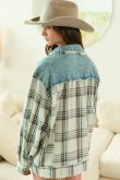 SPRING2025 Patty Vintage Plaid Washed Denim Jacket - Be You Boutique
