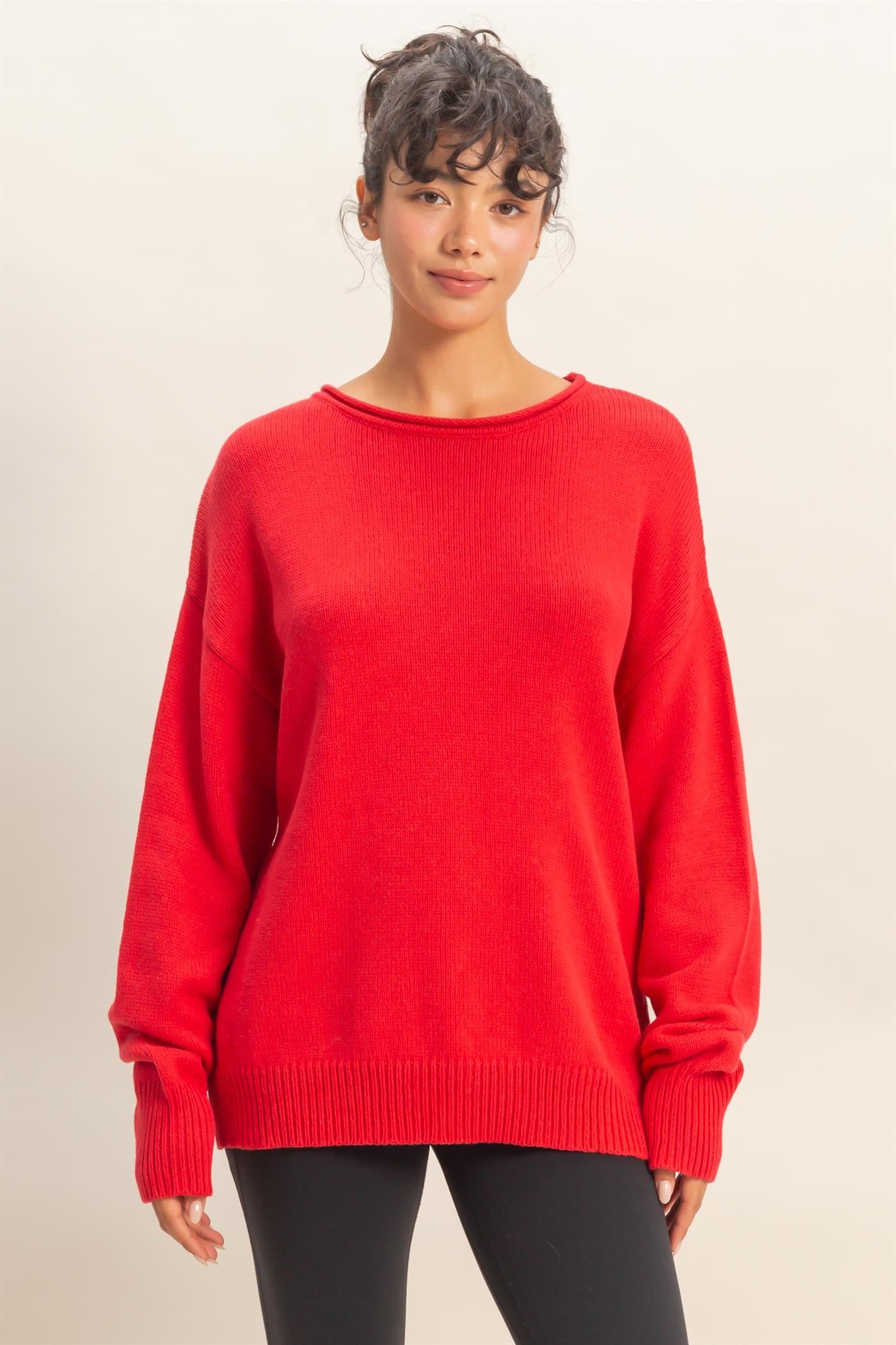 Kelly Oversized Rolled Neck SweateR - Be You Boutique