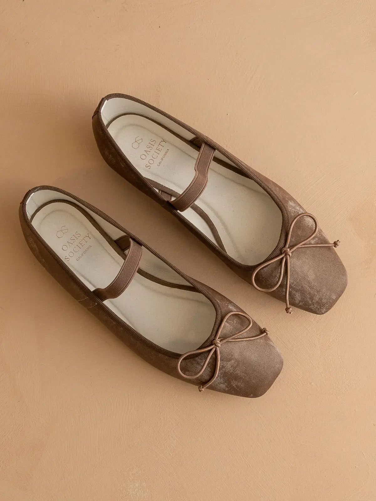 OASISSOCIETY London Coffee round toe flat shoe, 212 other shoes, showing the stylish brown leather upper and rounded toe design.