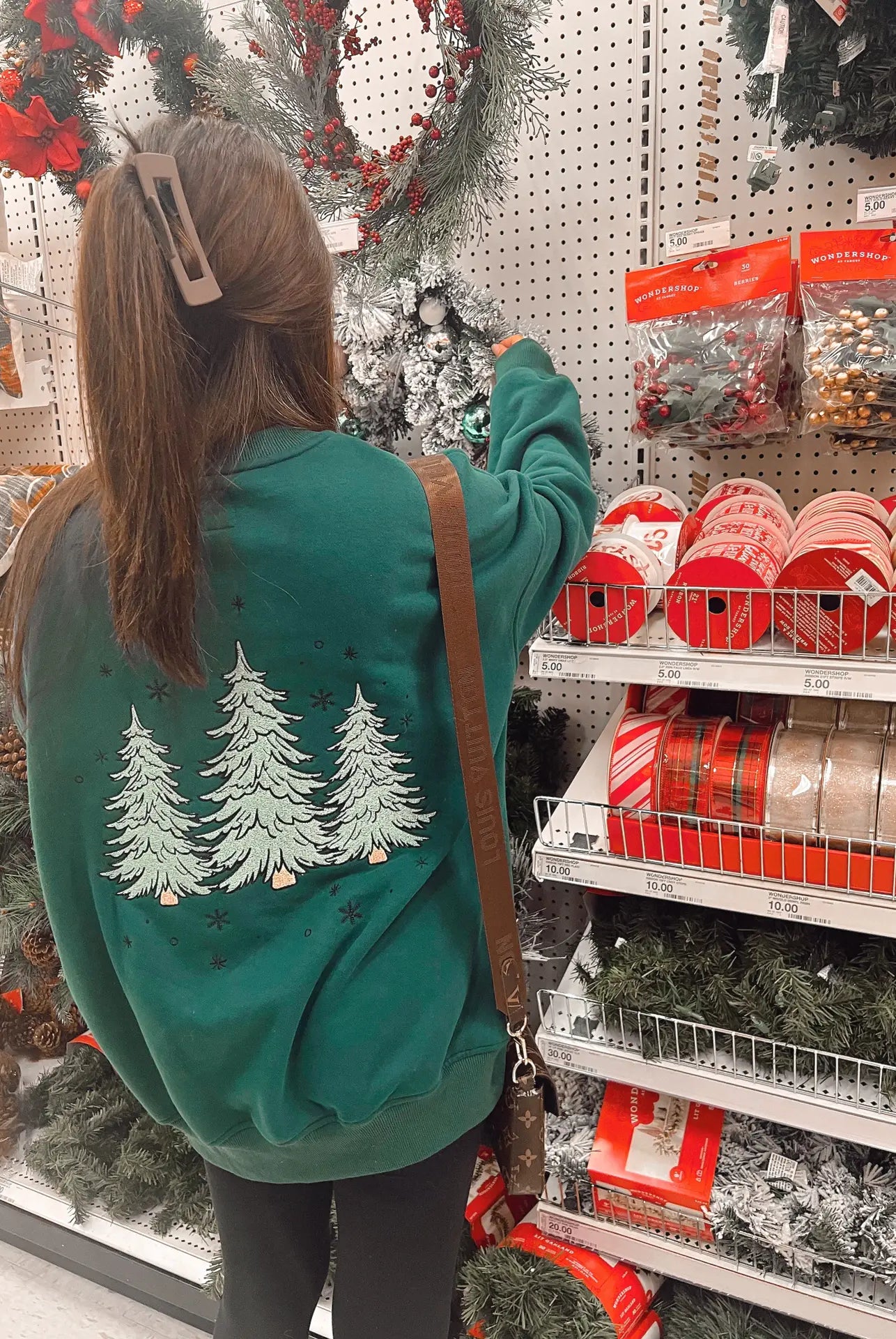 Pre-Order Christmas Tree Embroidered Crewneck Sweatshirt *waiting* - Be You Boutique